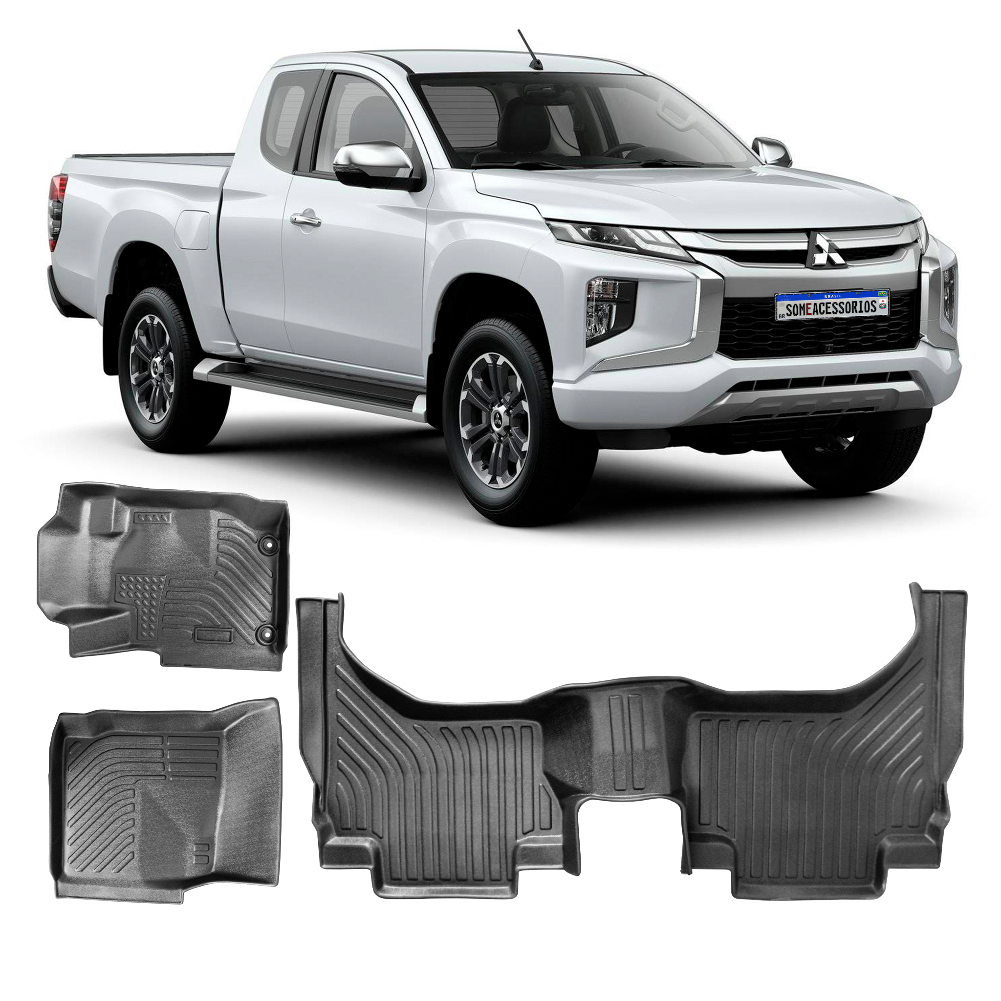 TAPETE BANDEJA PORTA MALAS MITSUBISHI L200 TRITON EMBORRACHADO Vo6