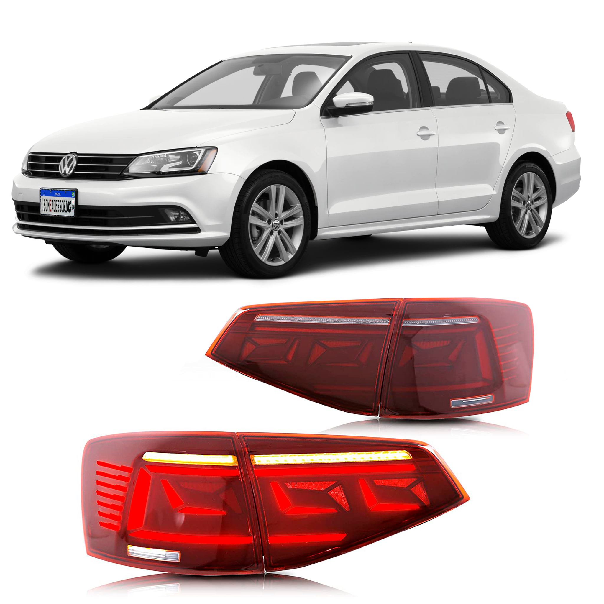 LANTERNA VOLKSWAGEN JETTA FULL LED VERMELHA Vo6