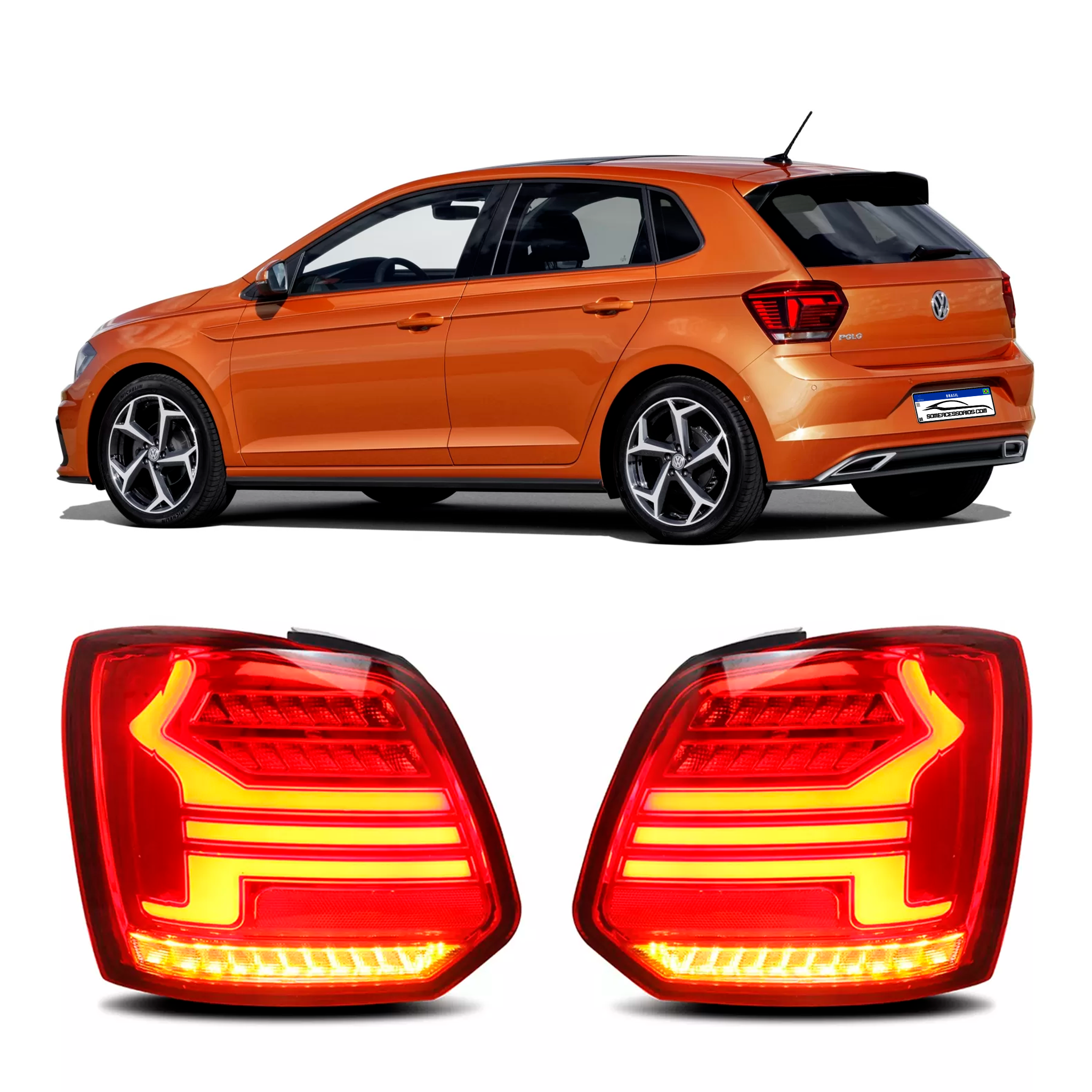 LANTERNA VOLKSWAGEN POLO VERMELHA FULL LED Vo6