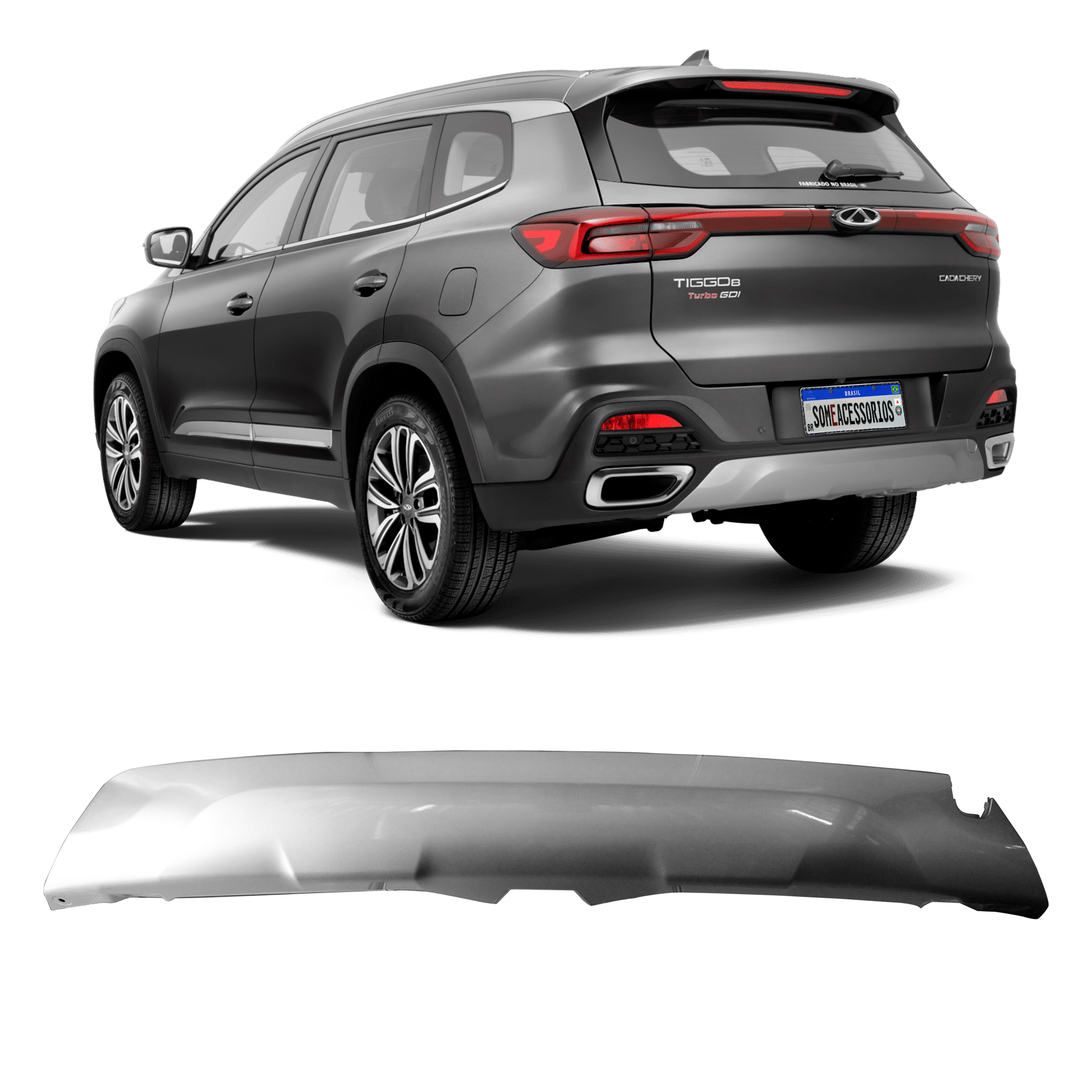 SPOILER DIFUSOR CHERY TIGGO 8 PRATA Vo6