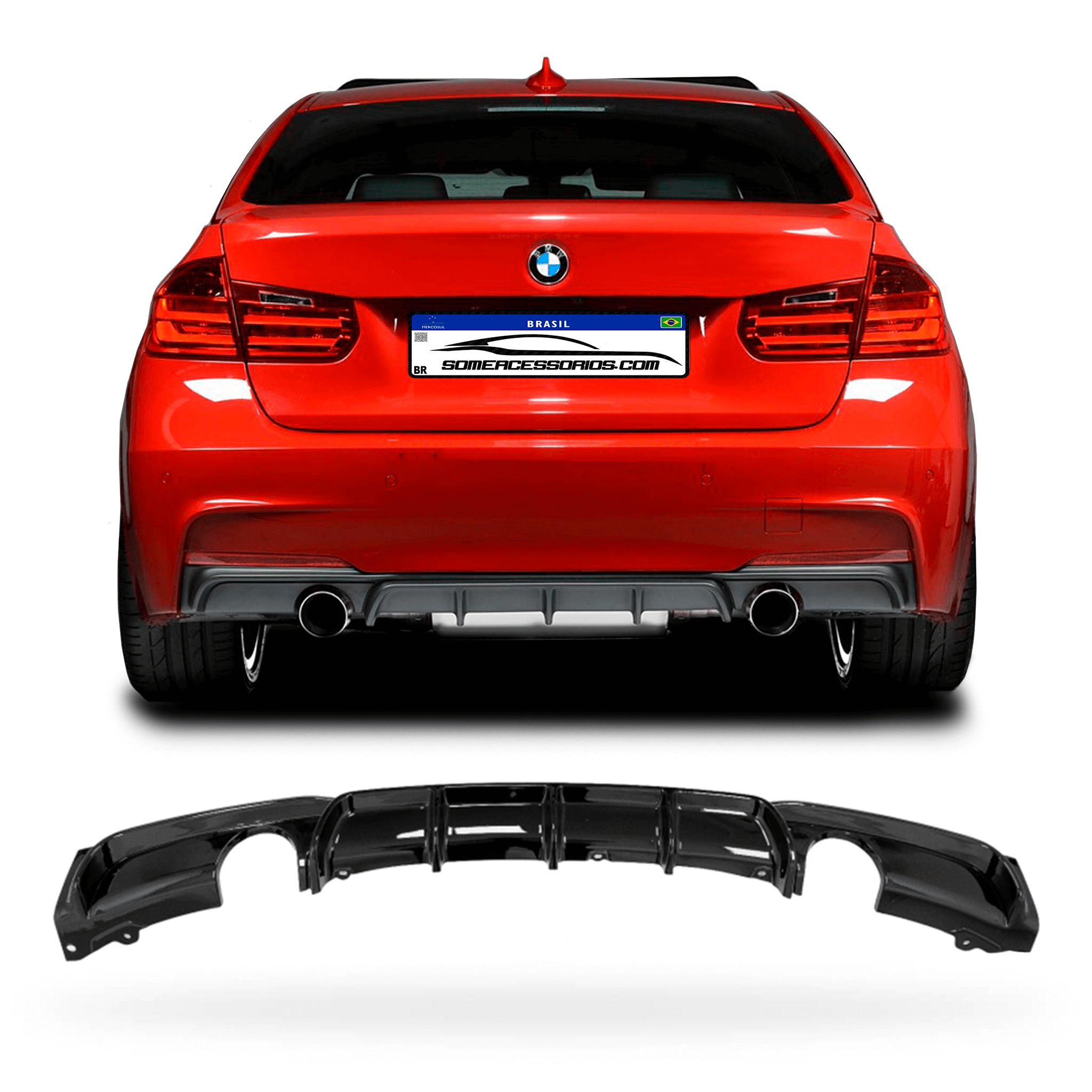 SPOILER DIFUSOR TRASEIRO BMW SÉRIE 3 F30 M-SPORT BLACK Vo6