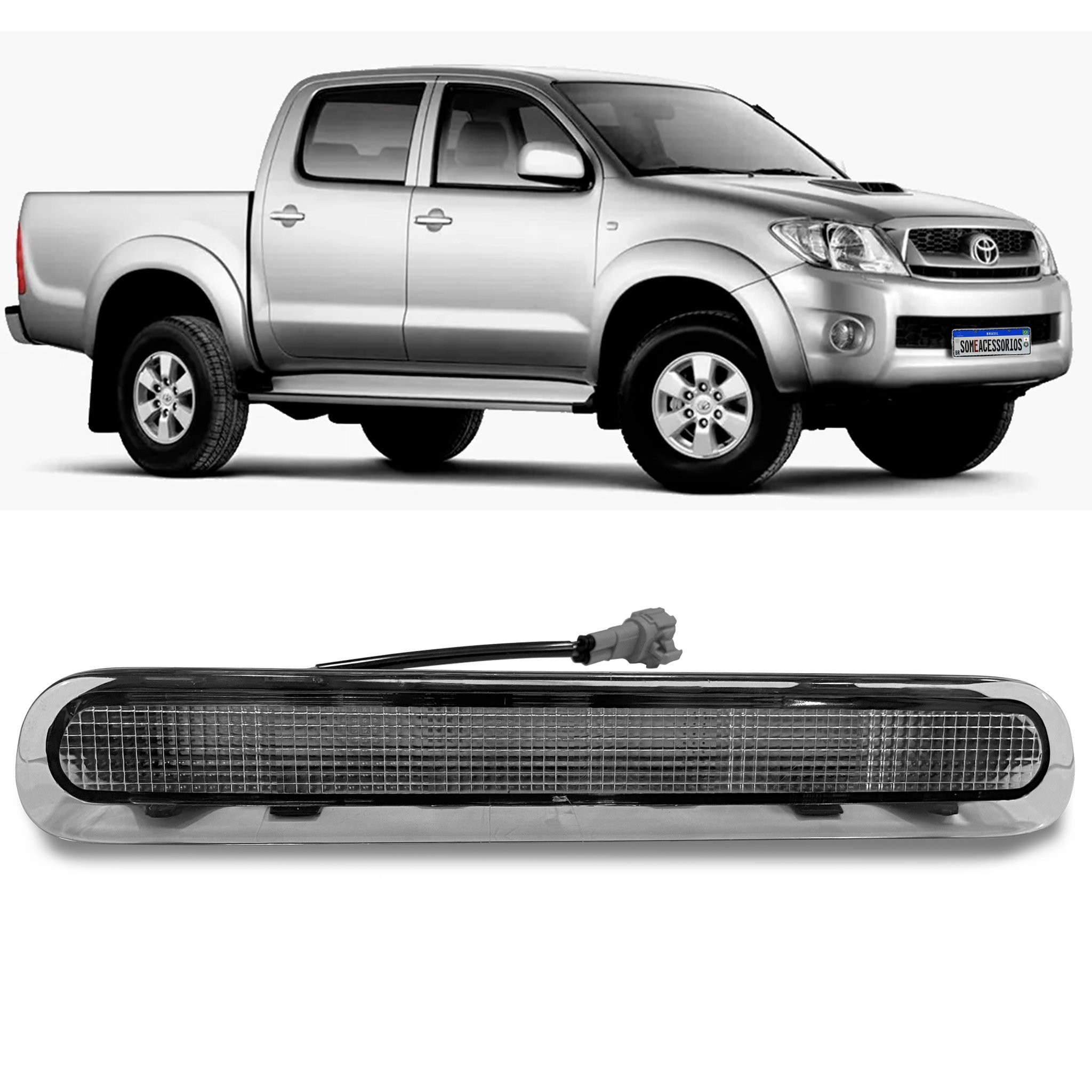 BRAKE LIGHT HILUX 2005 A 2015 LUZ DE FREIO LANTERNA TAMPA TRASEIRA CRYSTAL Vo6