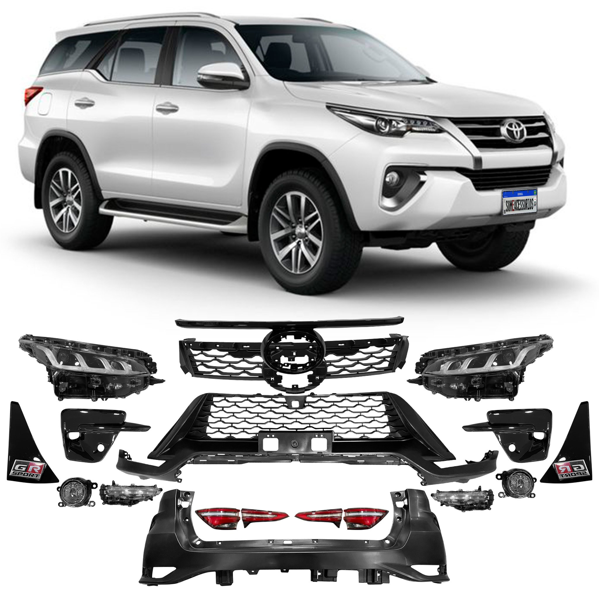 BODY KIT TRANSFORMA TOYOTA SW4 '16-'20 EM MODELO GR BLACK VO6