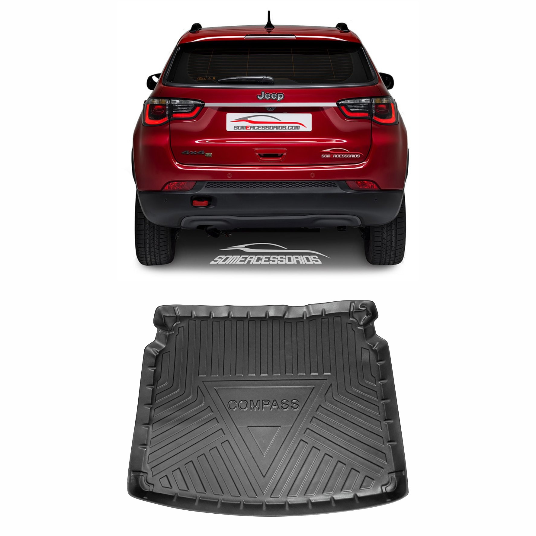 TAPETE BANDEJA PORTA MALAS JEEP COMPASS EMBORRACHADO AUTOMOTIVO Vo6