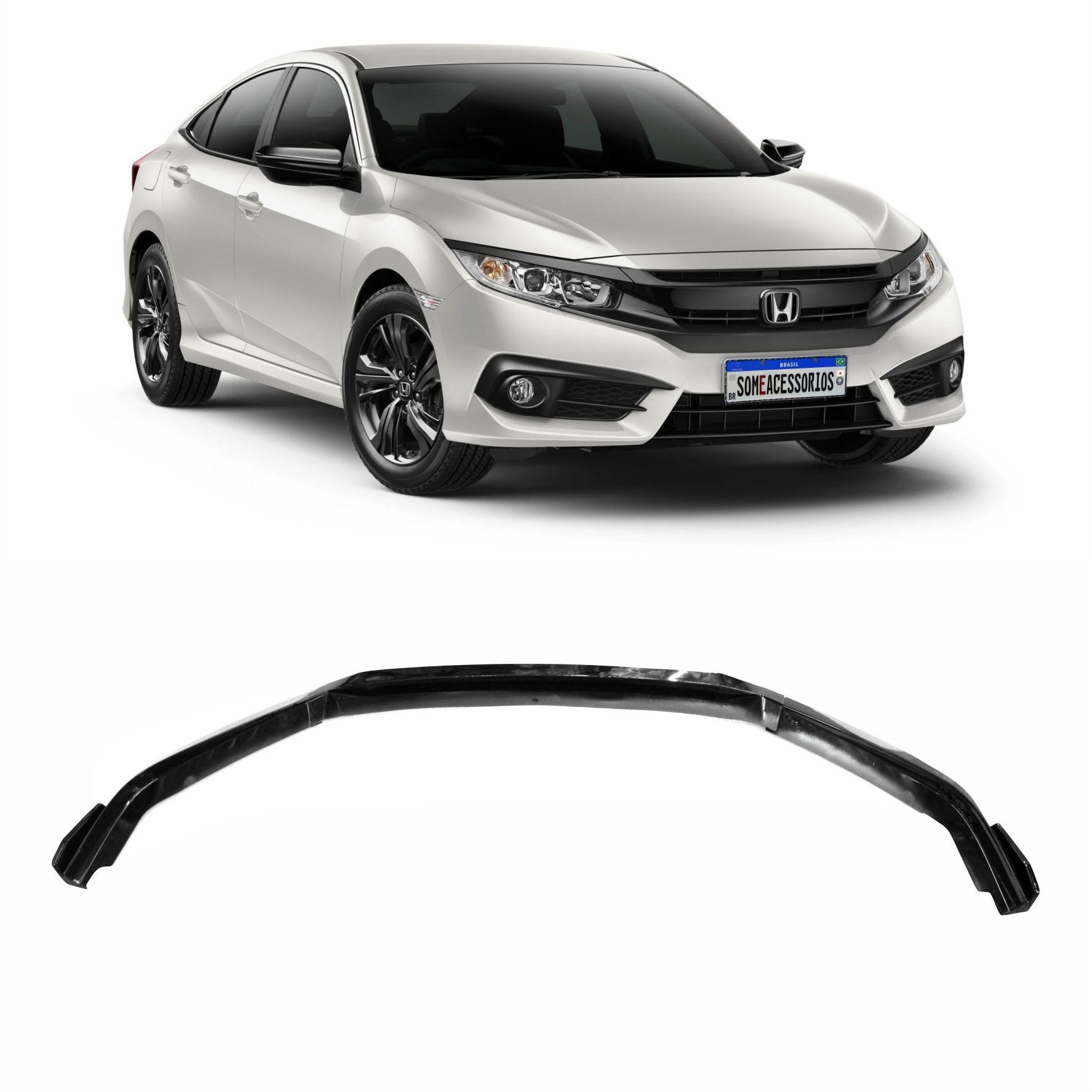 SPOILER PARA-CHOQUE HONDA CIVIC G10 DIANTEIRO BLACK PIANO 