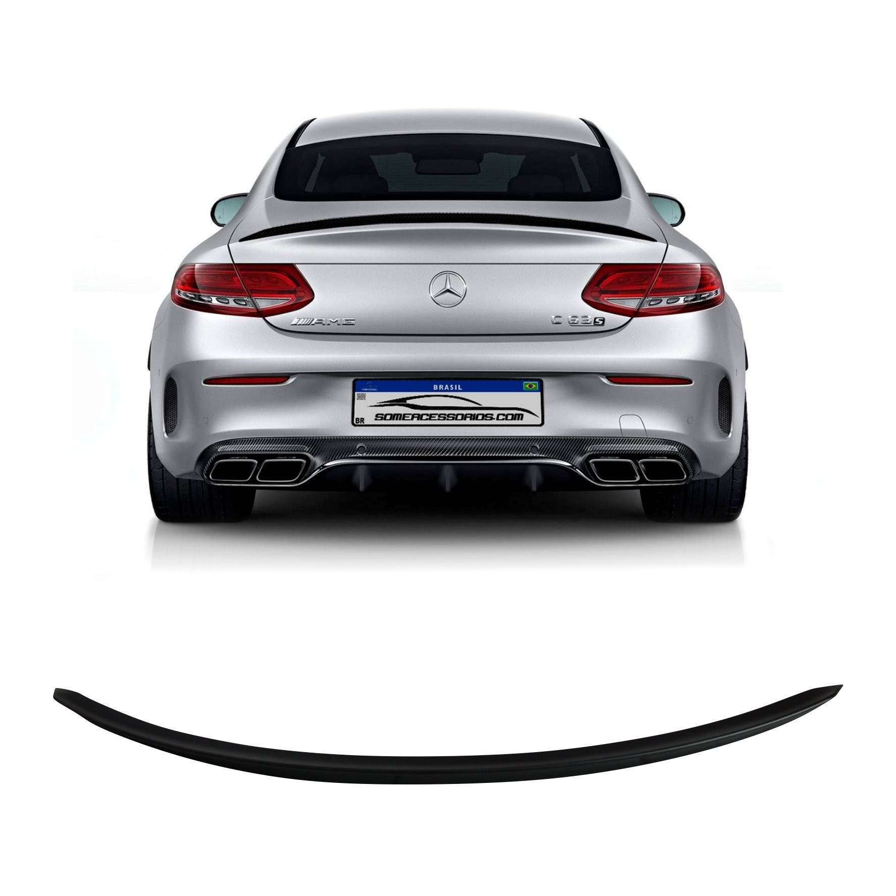 AEROFÓLIO TRASEIRO MERCEDES CLASSE C COUPE W205/C205 C180 C200 C250 PRETO FOSCO Vo6