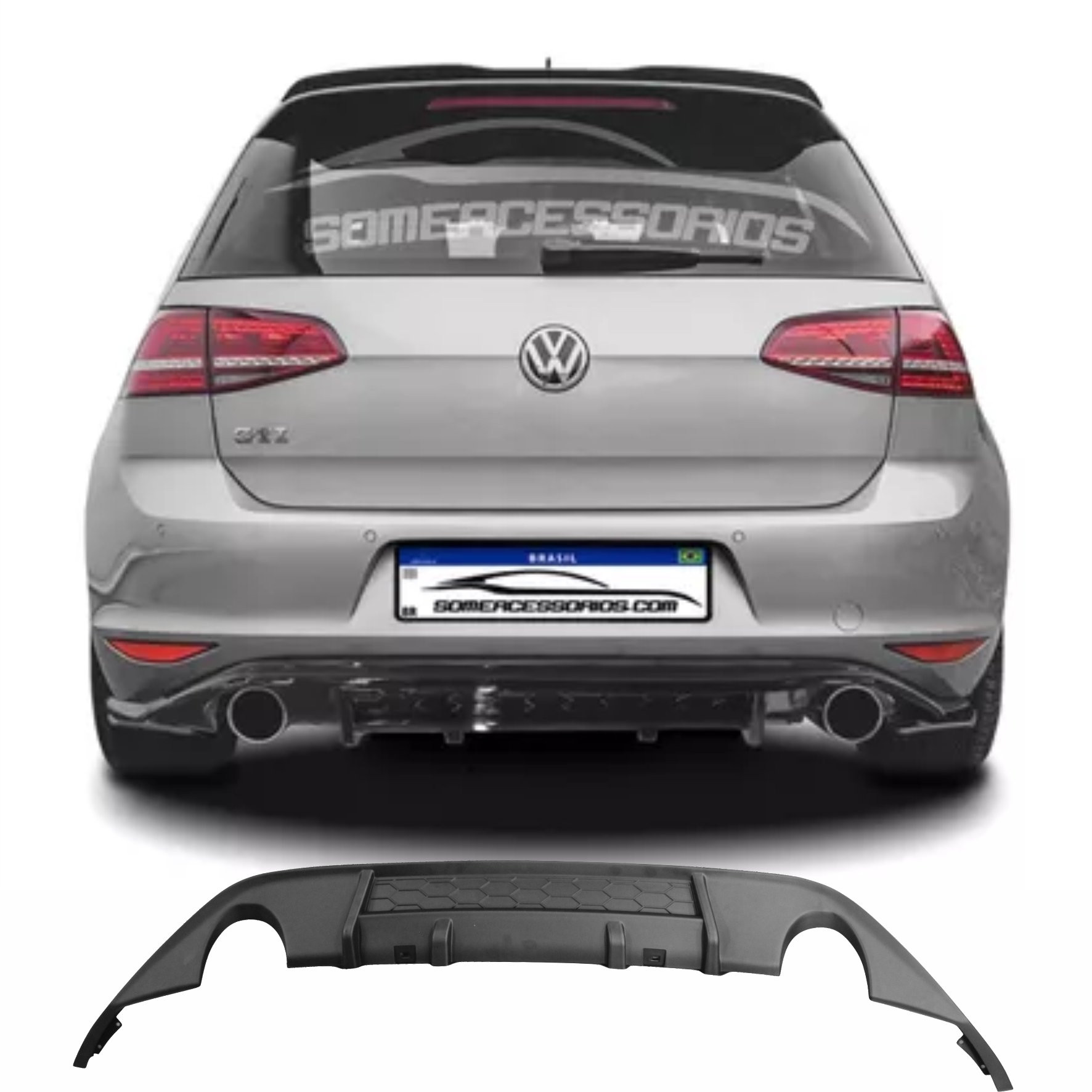 SPOILER DIFUSOR TRASEIRO VOLKSWAGEN GOLF 7 BLACK PIANO Vo6