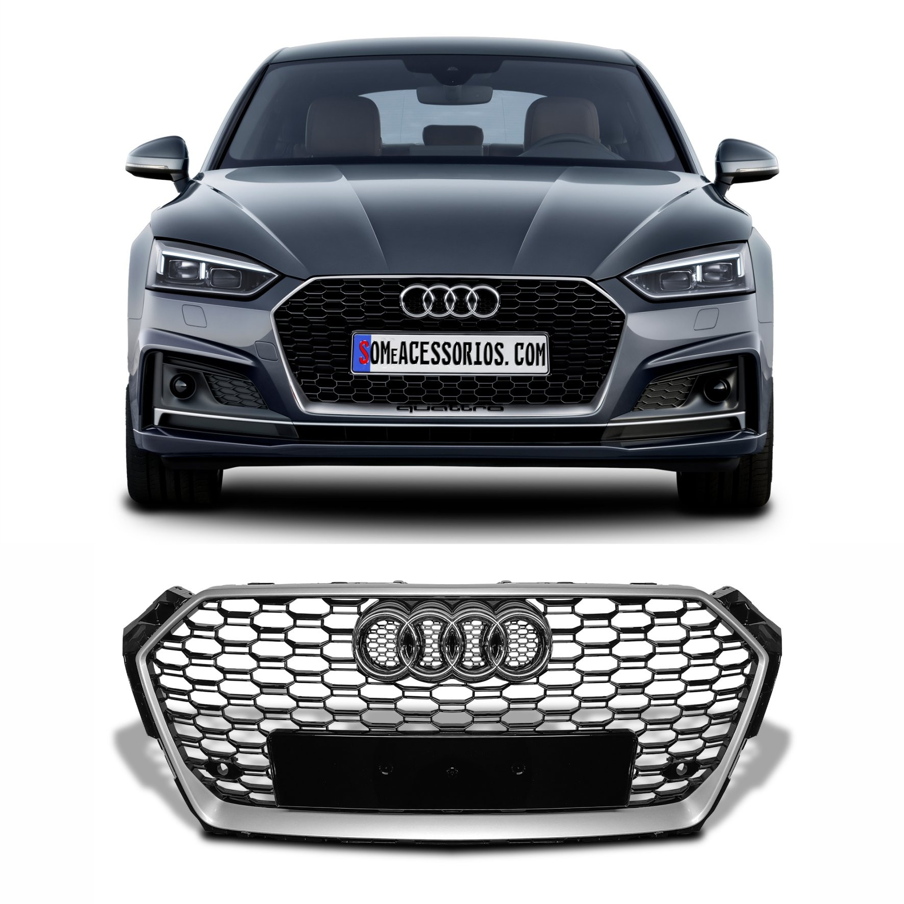 GRADE COLMEIA MODELO RS AUDI A5 PRATA Vo6