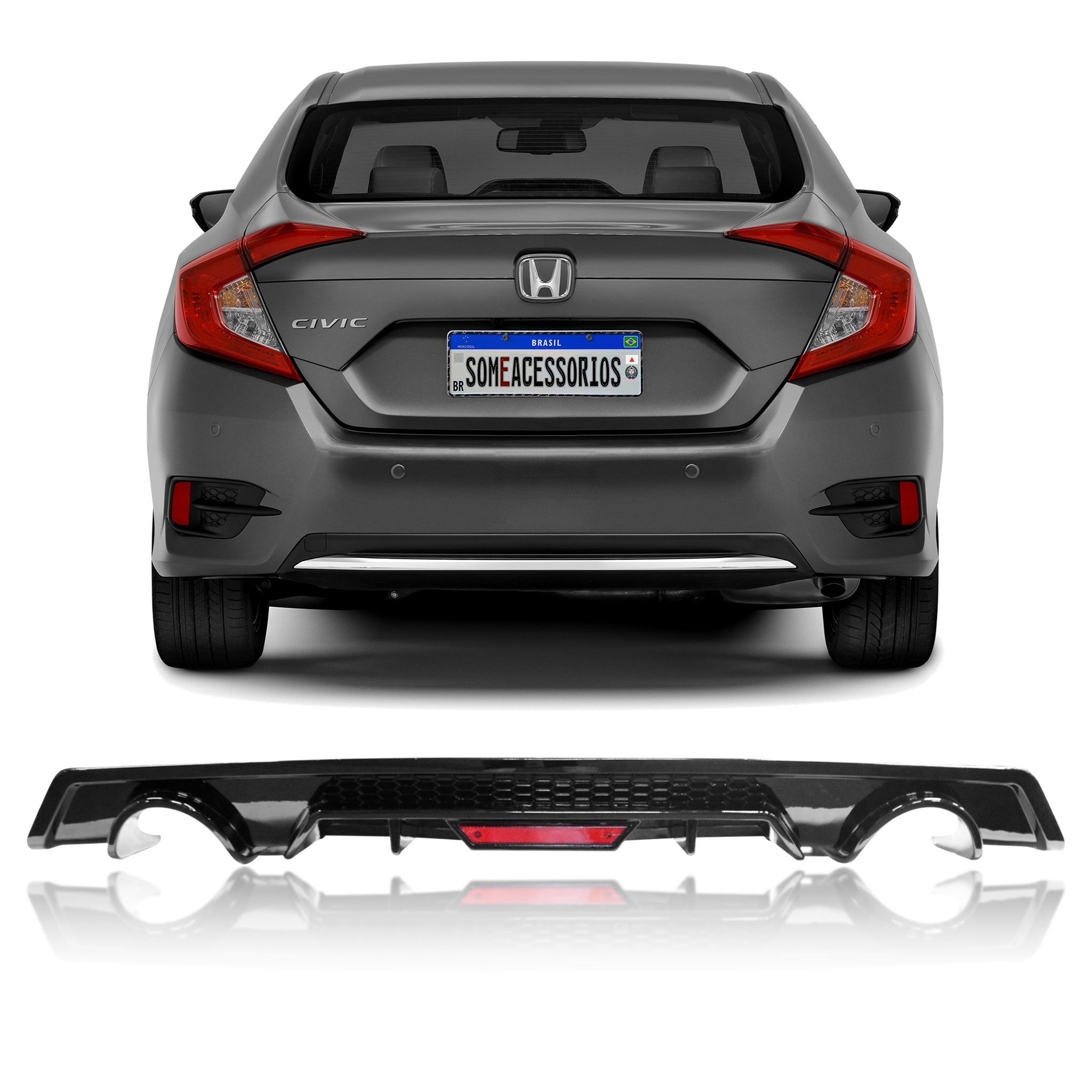 SPOILER DIFUSOR TRASEIRO HONDA CIVIC G10 BILATERAL Vo6