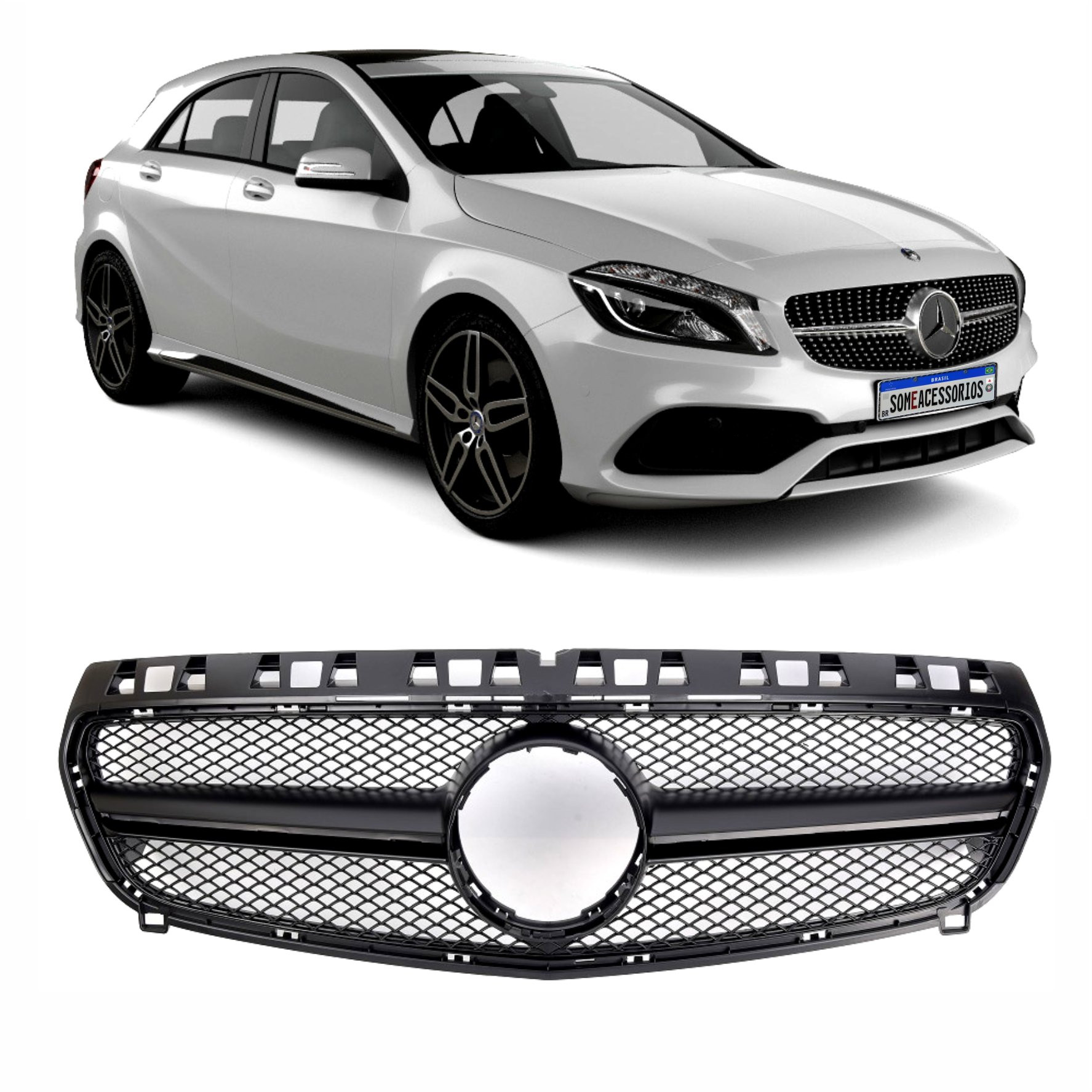 GRADE DIANTEIRA MERCEDES BENZ CLASSE A W176 MODELO A45 BLACK Vo6