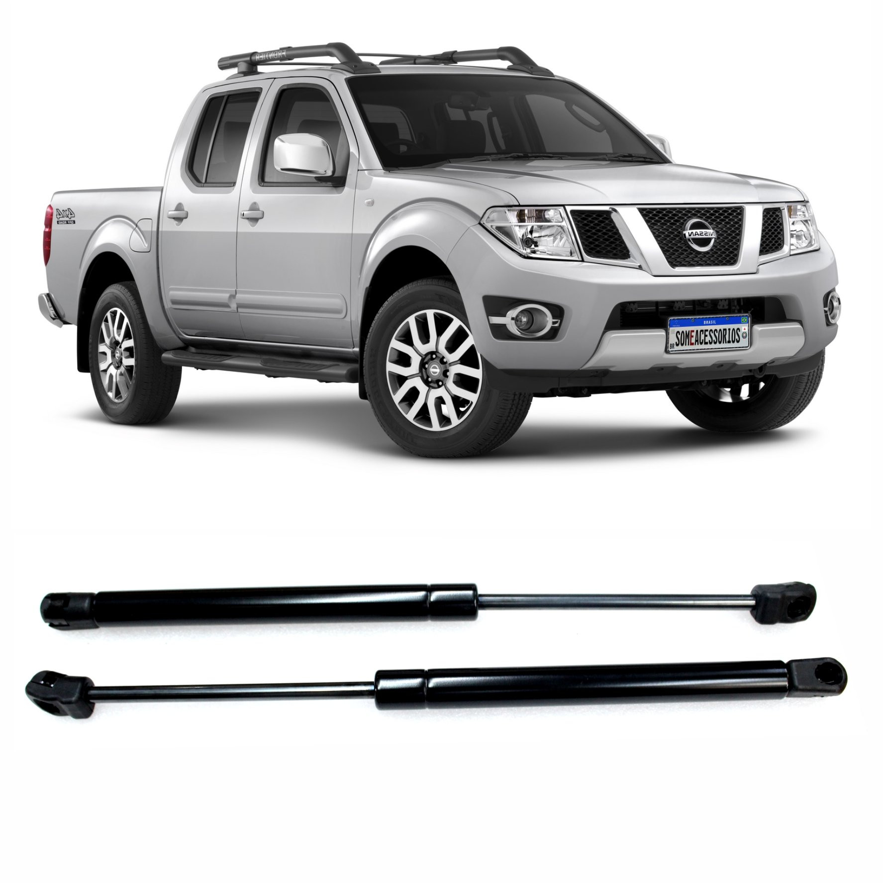 PAR AMORTECEDOR TAMPA CAÇAMBA A GÁS INOXIDAVEL NISSAN FRONTIER Vo6