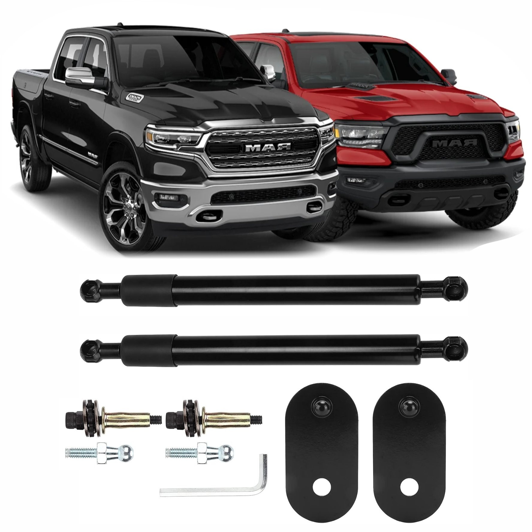 PAR AMORTECEDOR DODGE RAM AÇO INOXIDAVEL PRETO Vo6