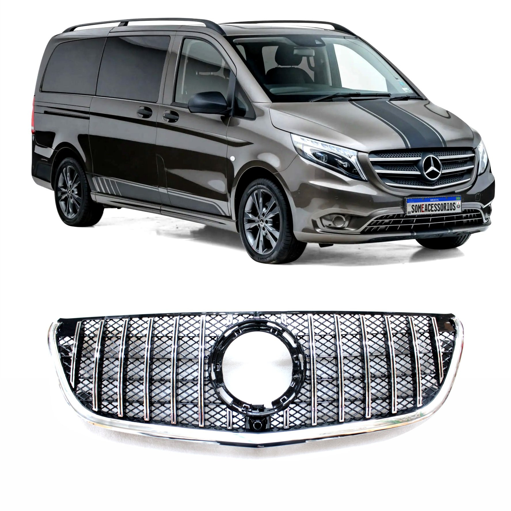 GRADE DIANTEIRA MERCEDES BENZ VITO W447 MODELO GTR Vo6
