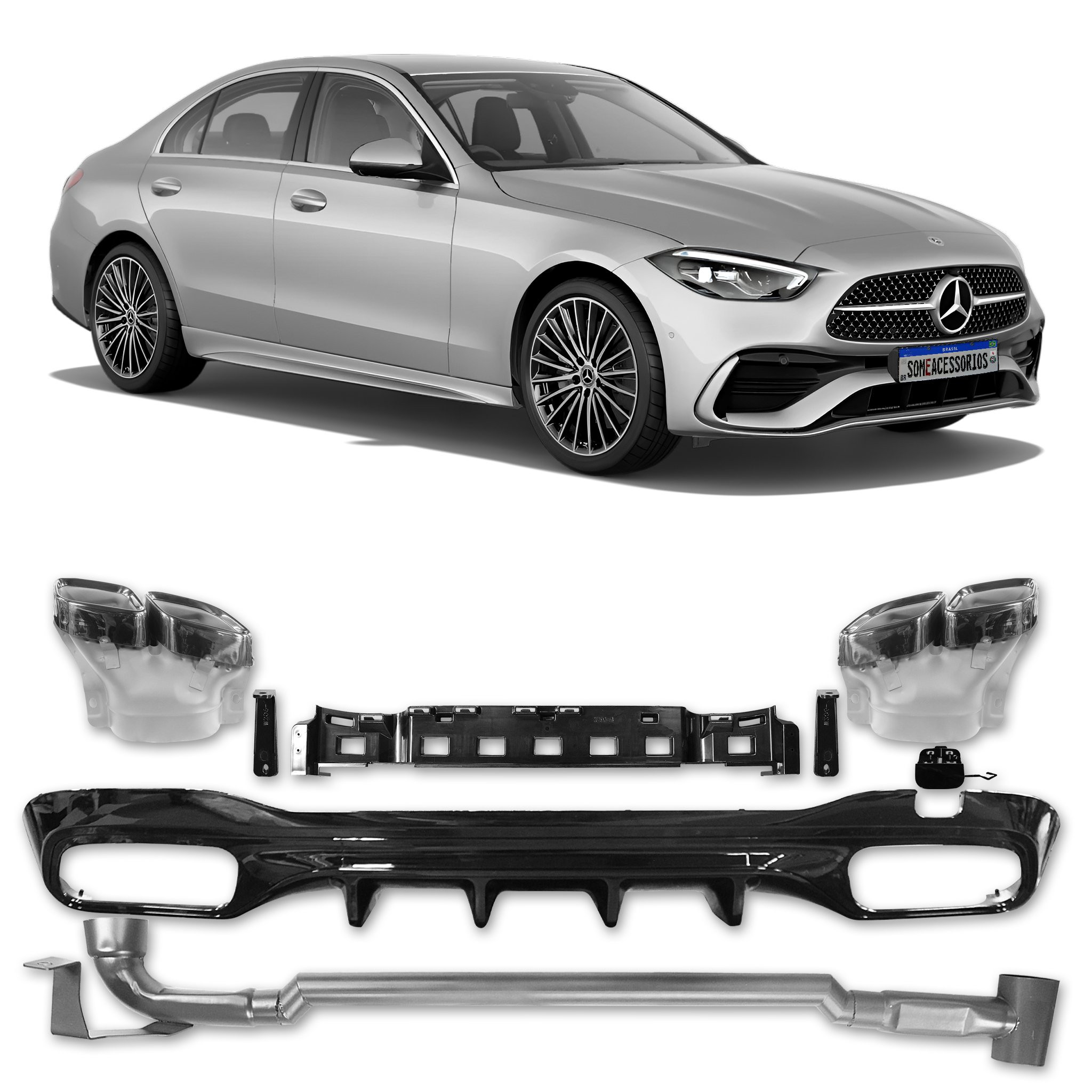 KIT DIFUSOR TRASEIRO MERCEDES BENZ CLASSE C W206 Vo6