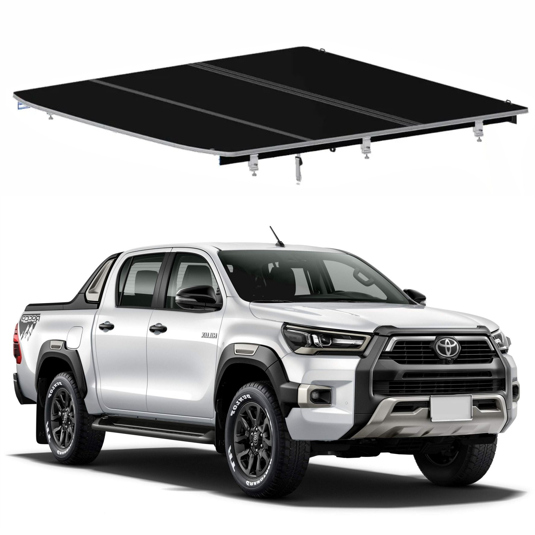 CAPOTA RIGIDA TRI FOLD TOYOTA HILUX ROCCO PRETA 3 PARTES Vo6