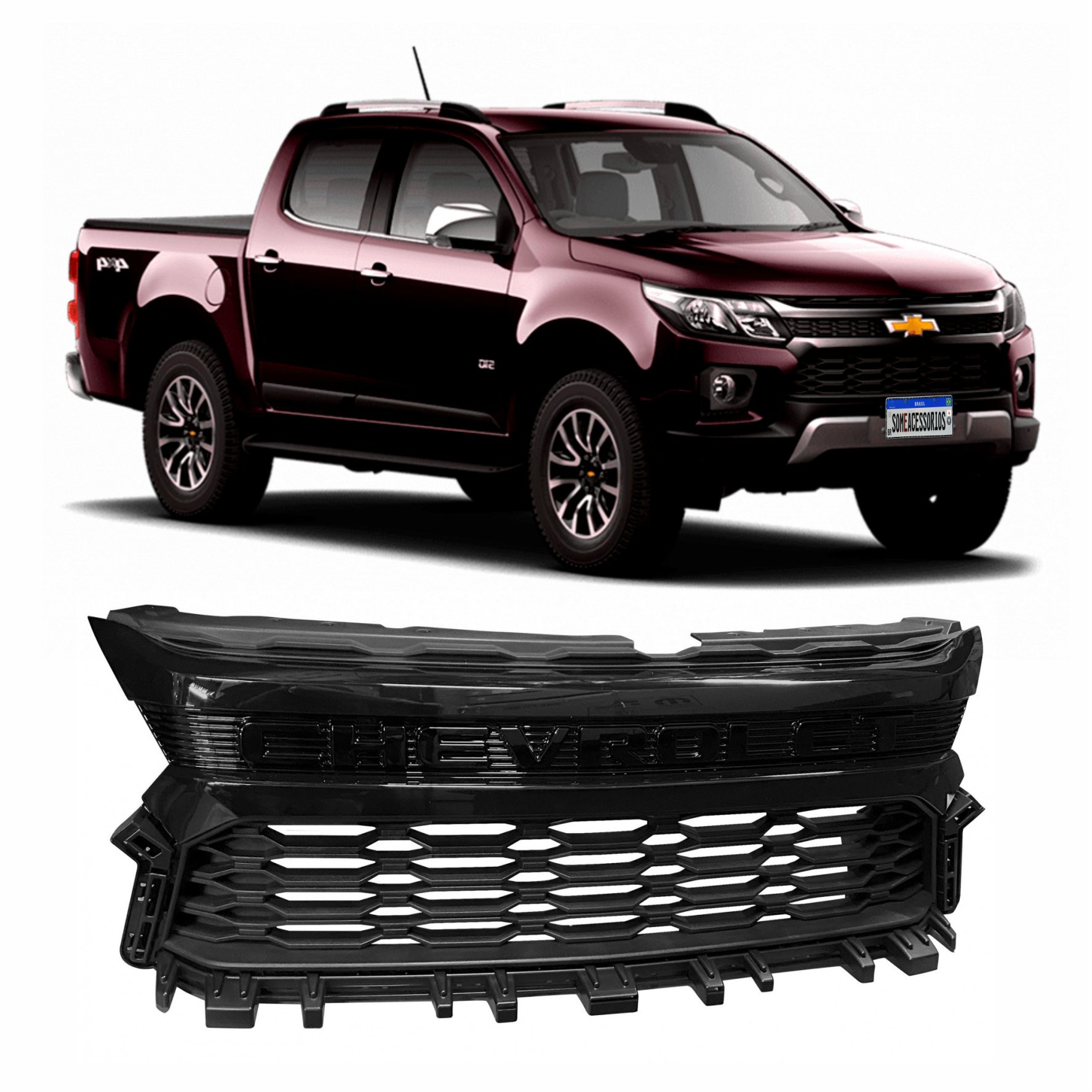 GRADE DIANTEIRA CHEVROLET GM S10 MODELO COLORADO BLACK PIANO Vo6