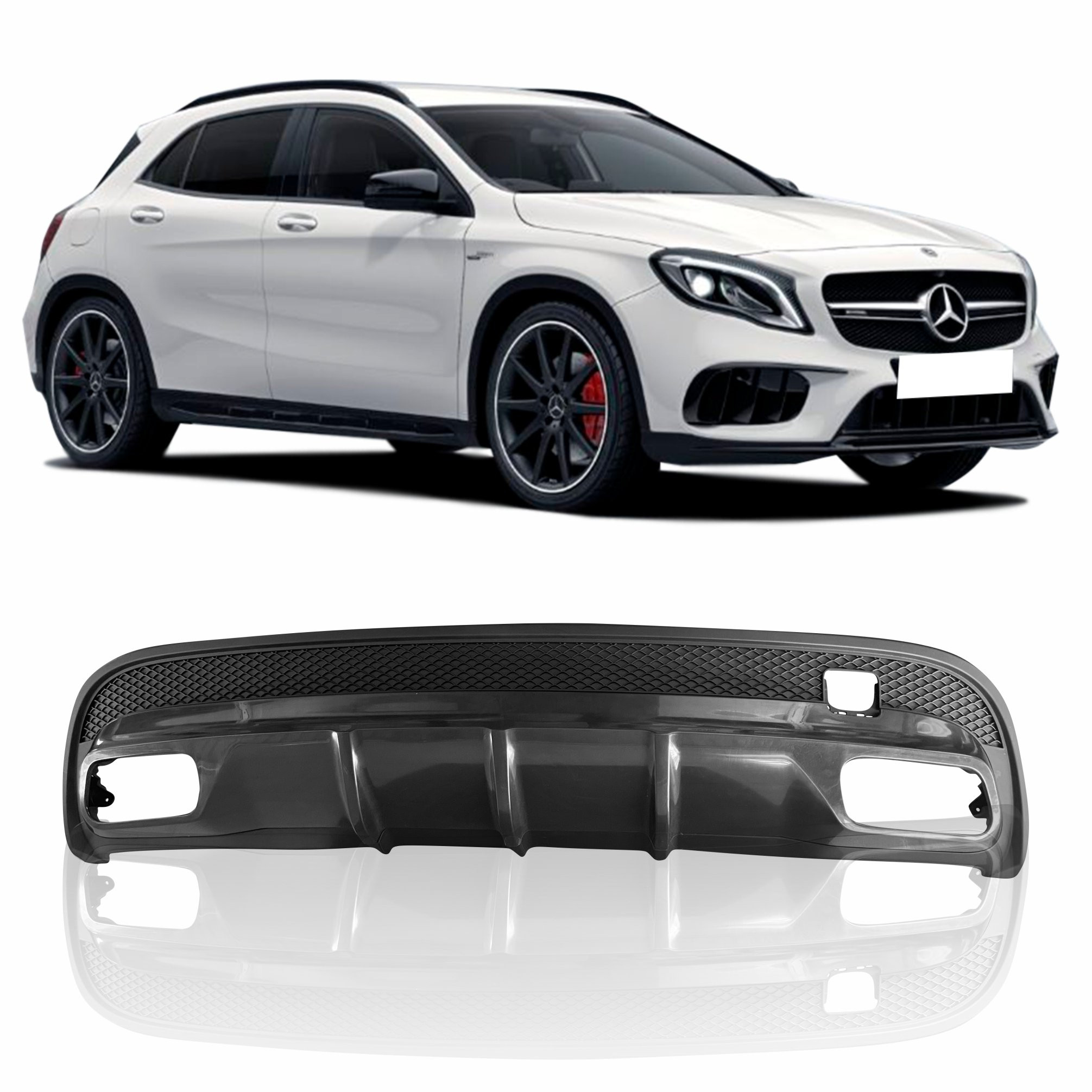 KIT DIFUSOR TRASEIRO MERCEDES GLA X156 PRETO ACETINADO Vo6