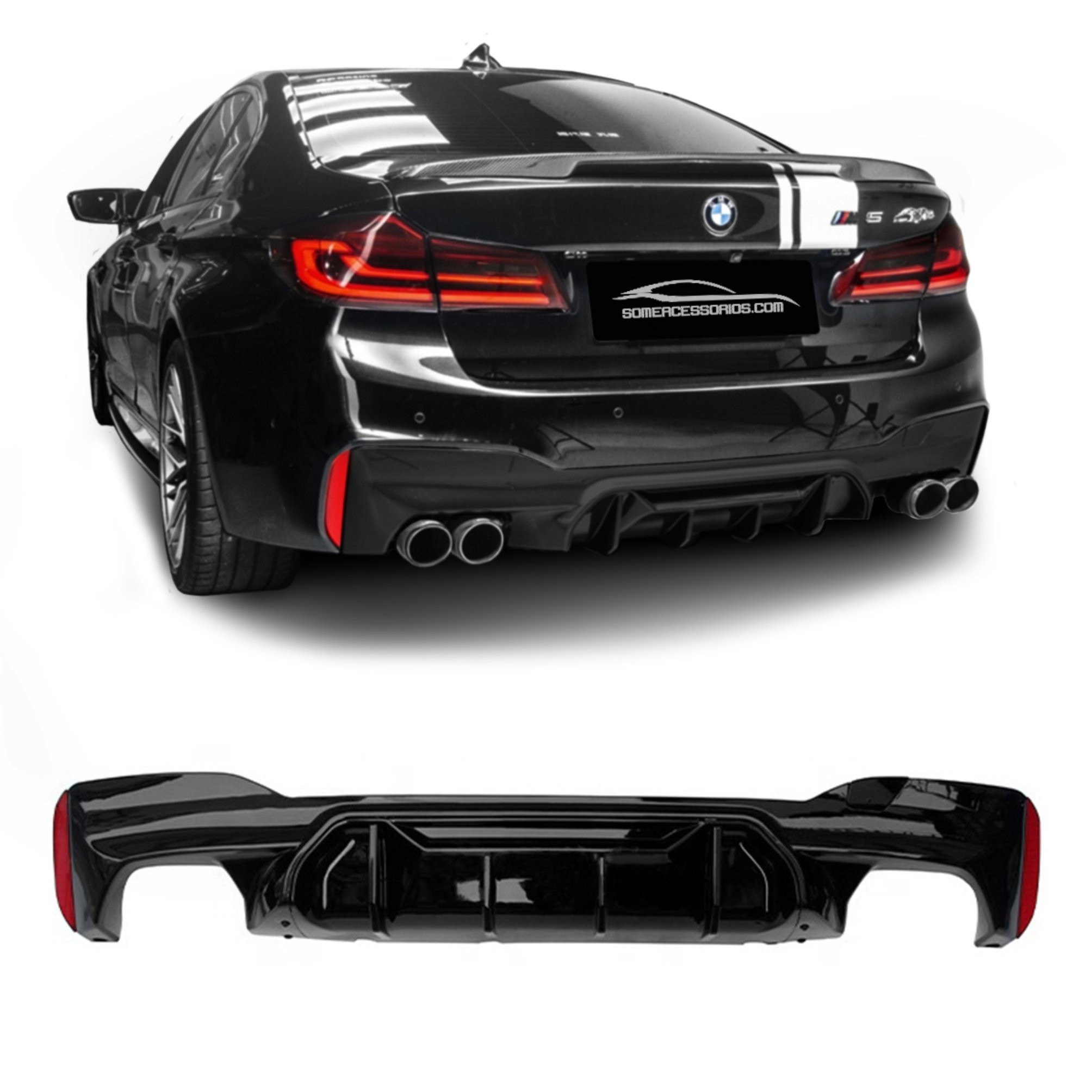 SPOILER PARACHOQUE TRASEIRO BMW SÉRIE 5 G30 ESPORTIVO BLACK Vo6