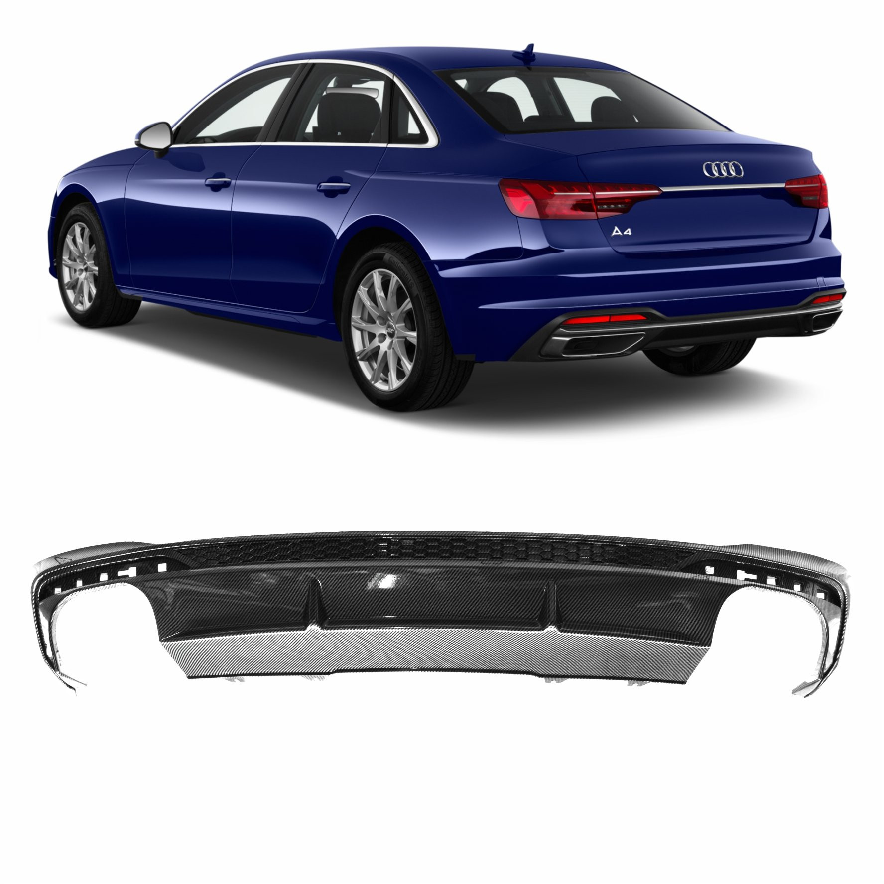 DIFUSOR TRASEIRO AUDI A4 MODELO RS4 BI LATERAL FIBRA DE CARBONO Vo6