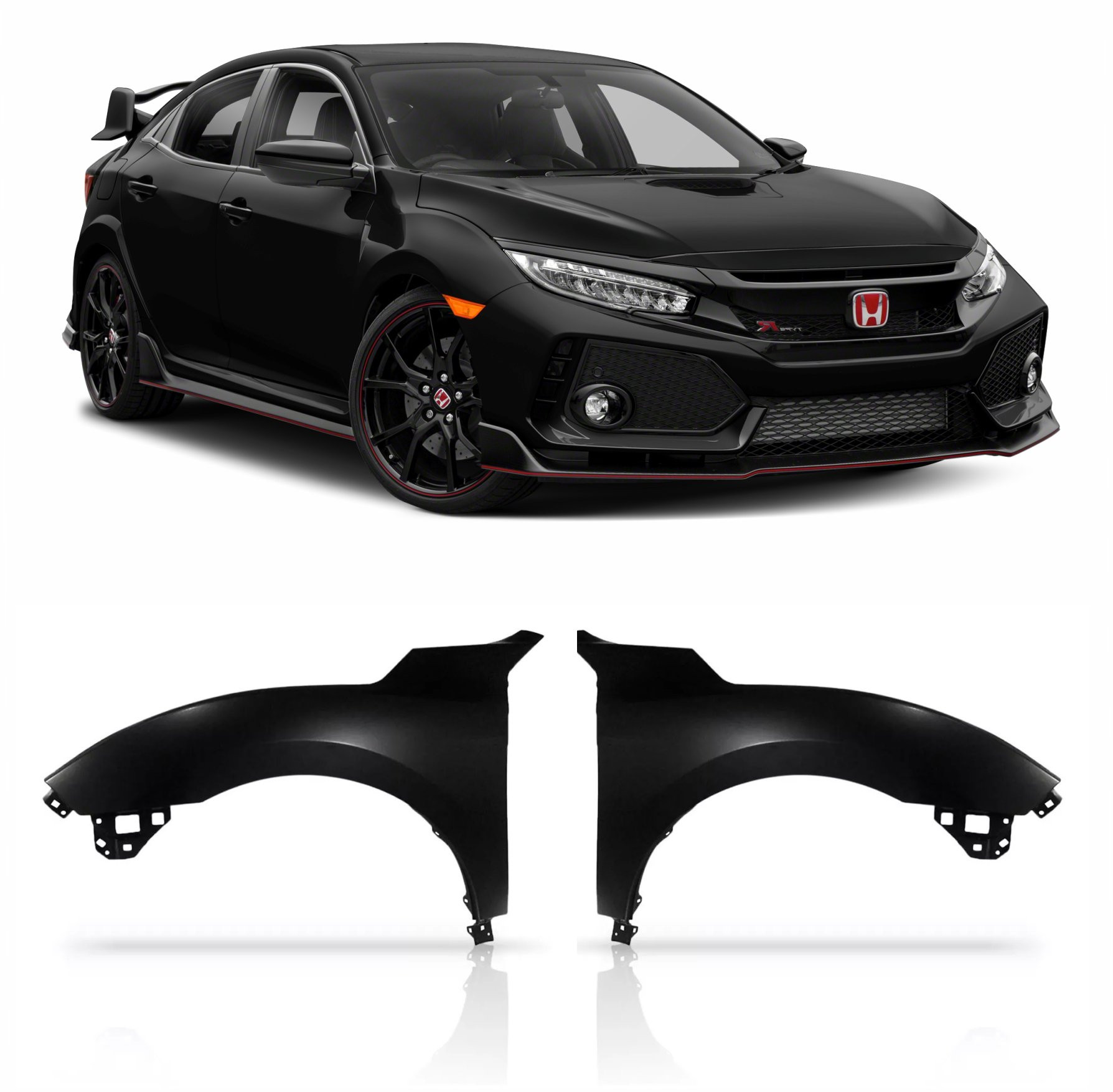 PAR PARALAMAS EM AÇO HONDA CIVIC G10 MODELO TYPE R Vo6  