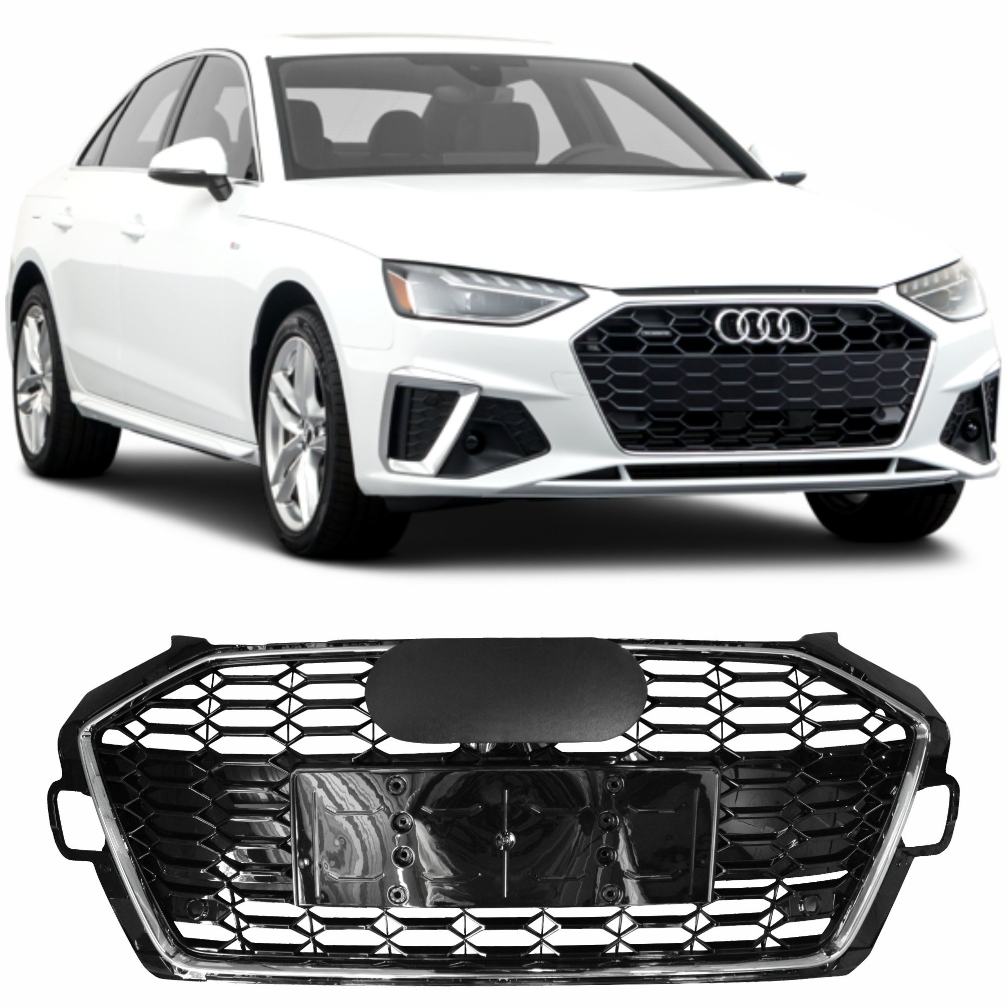 GRADE DIANTEIRA AUDI A4 MODELO RS4 BLACK PIANO ACABAMENTO CROMO Vo6