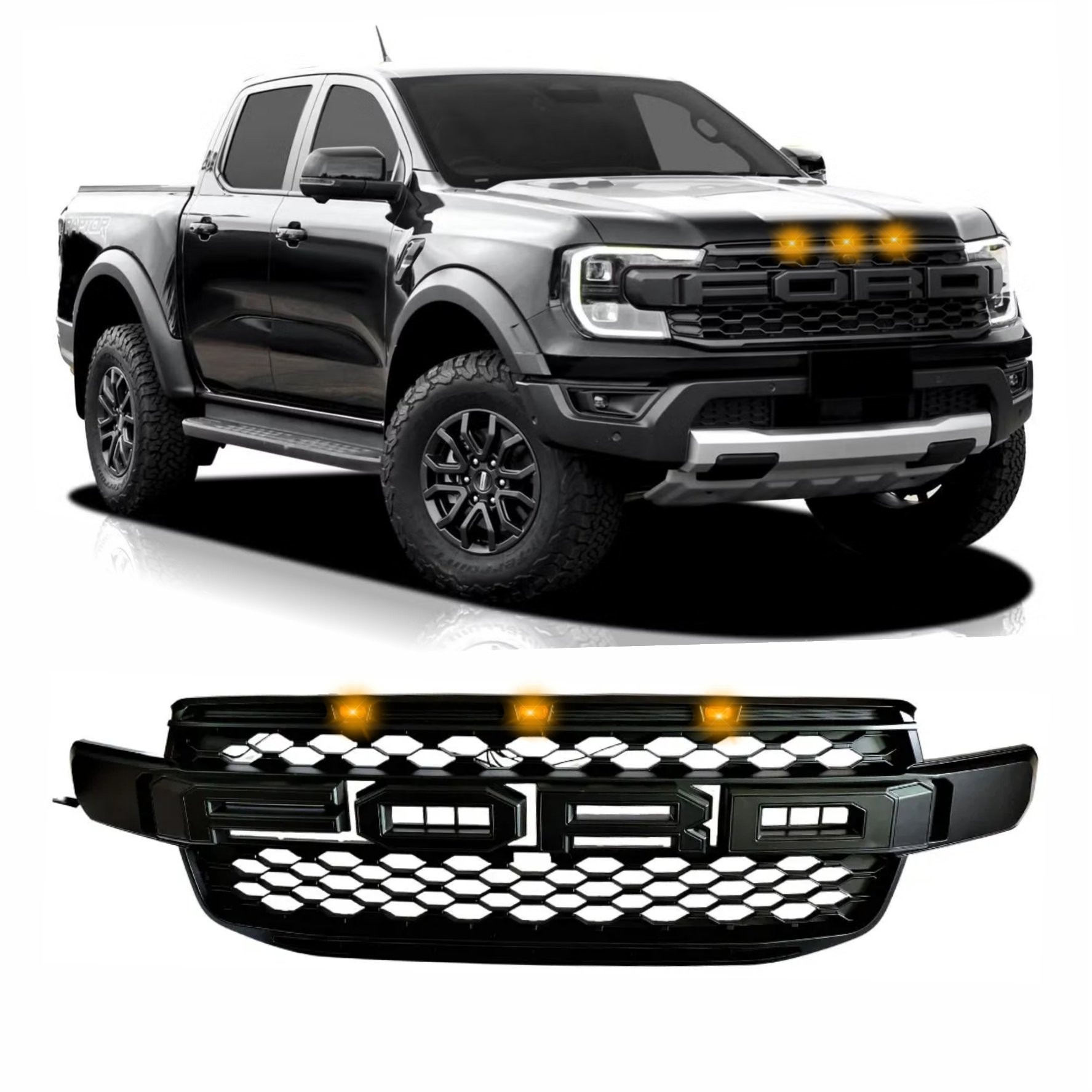 GRADE FRONTAL FORD RANGER 2024 MODELO RAPTOR COM LED Vo6