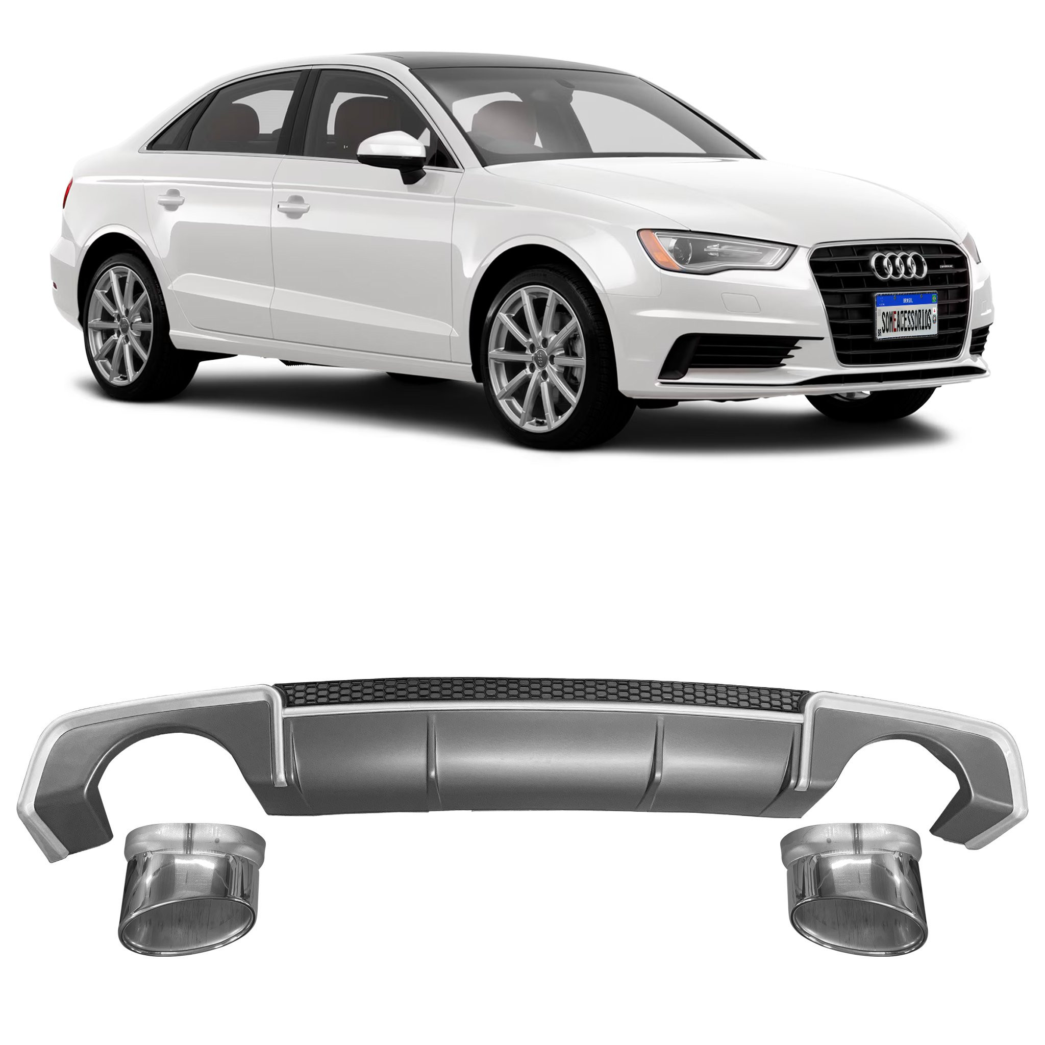 DIFUSOR TRASEIRO AUDI A3 COM 2 PONTEIRAS SIMPLES VO6