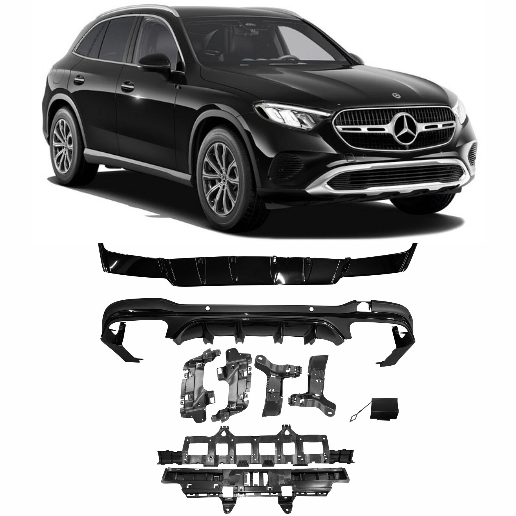DIFUSOR TRASEIRO MERCEDES BENZ X253 GLC63 PRETO Vo6