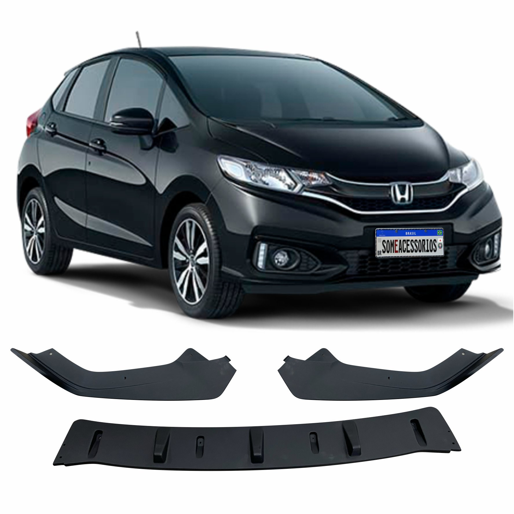 SPOILER DIANTEIRO HONDA FIT RD PRETO Vo6