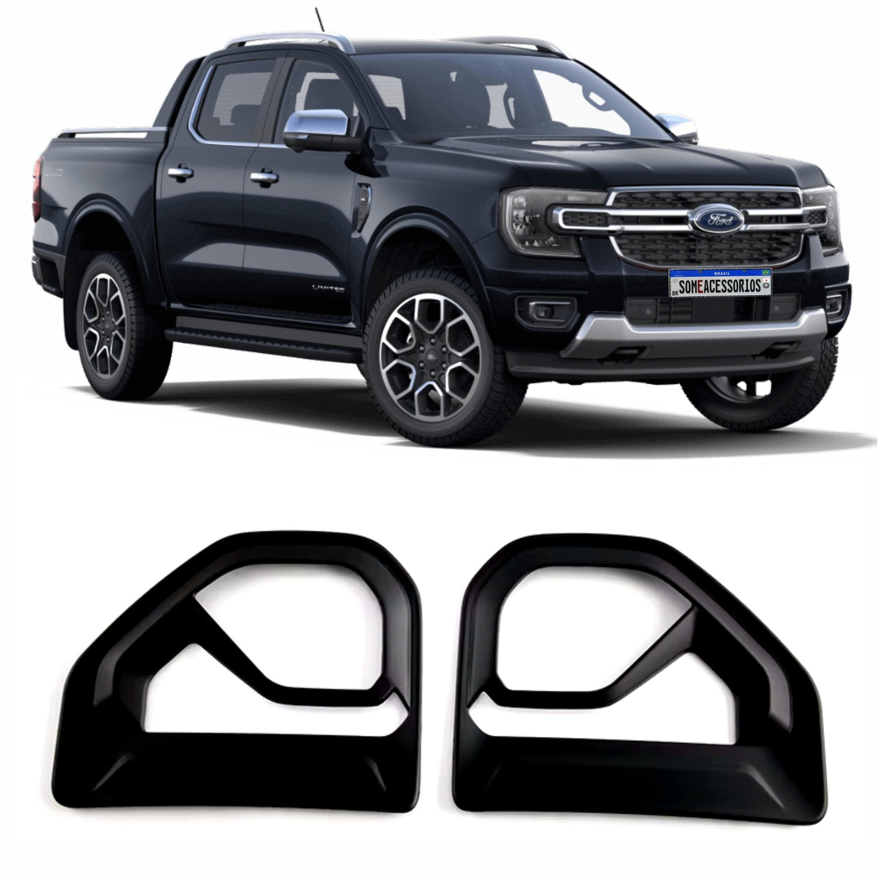 PAR APLIQUE SAIDA DE AR FORD RANGER BLACK PIANO Vo6 