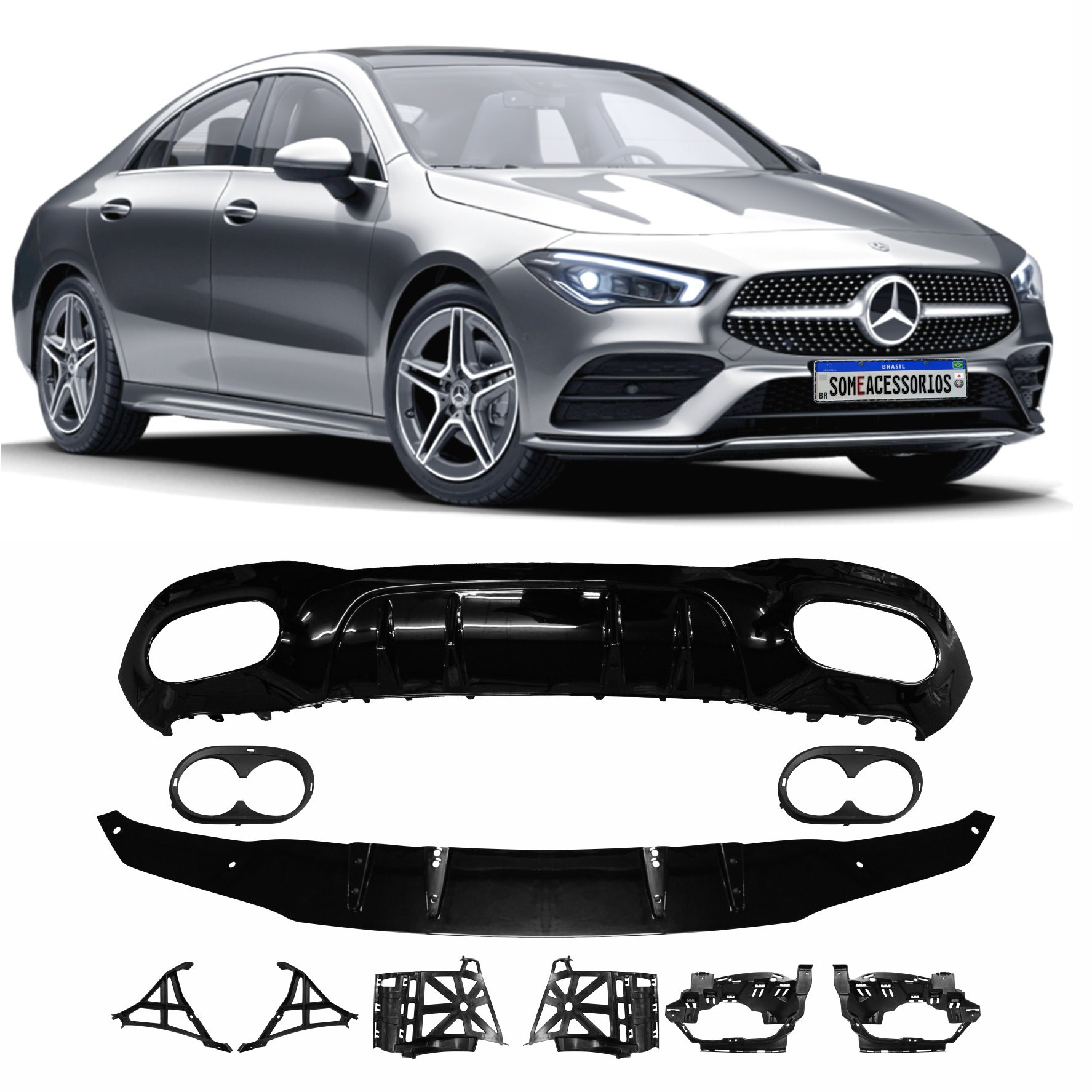KIT DIFUSOR TRASEIRO MERCEDES CLASSE A45 W177 SEDAN AMG Vo6