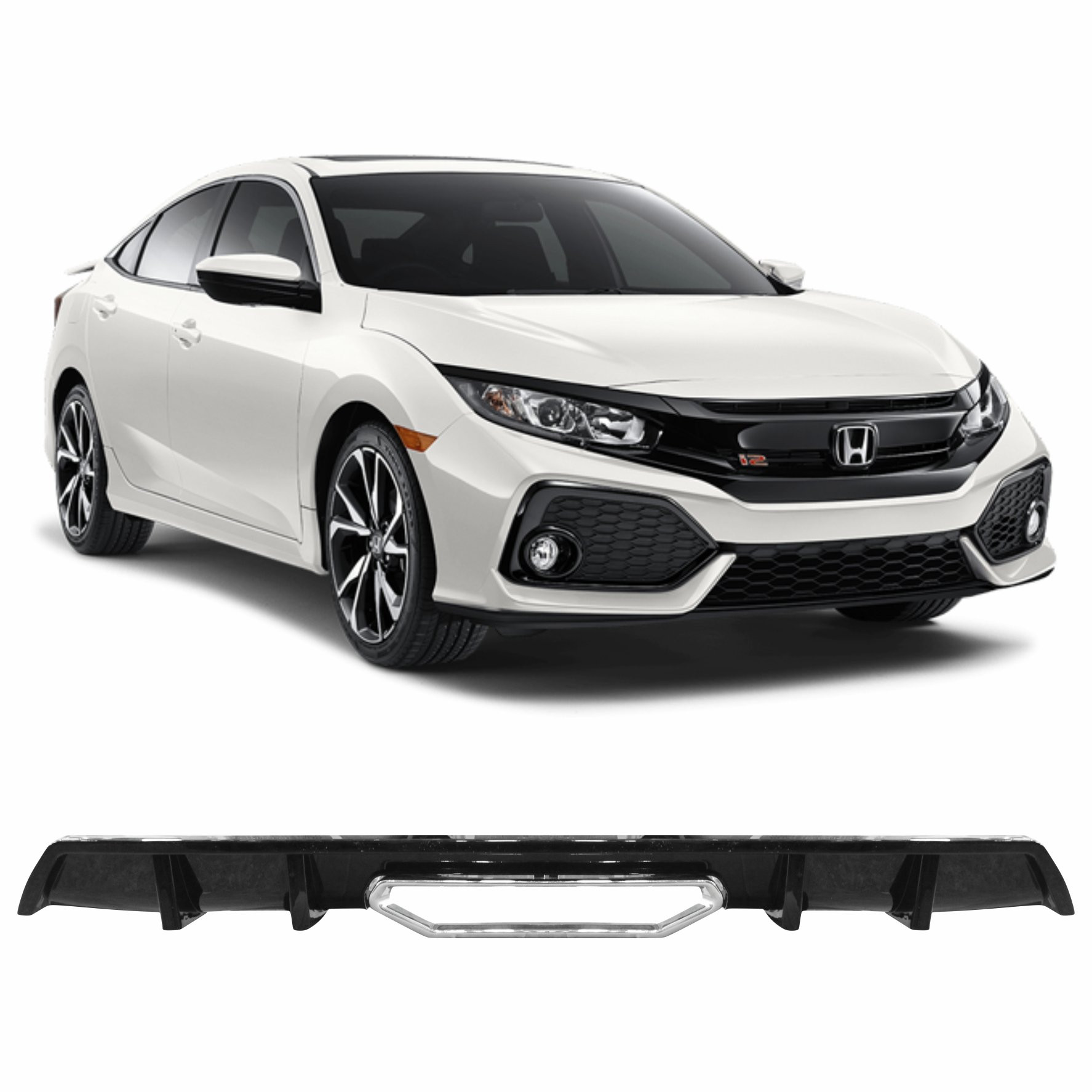 SPOILER DIFUSOR TRASEIRO HONDA CIVIC SI BLACK PIANO Vo6