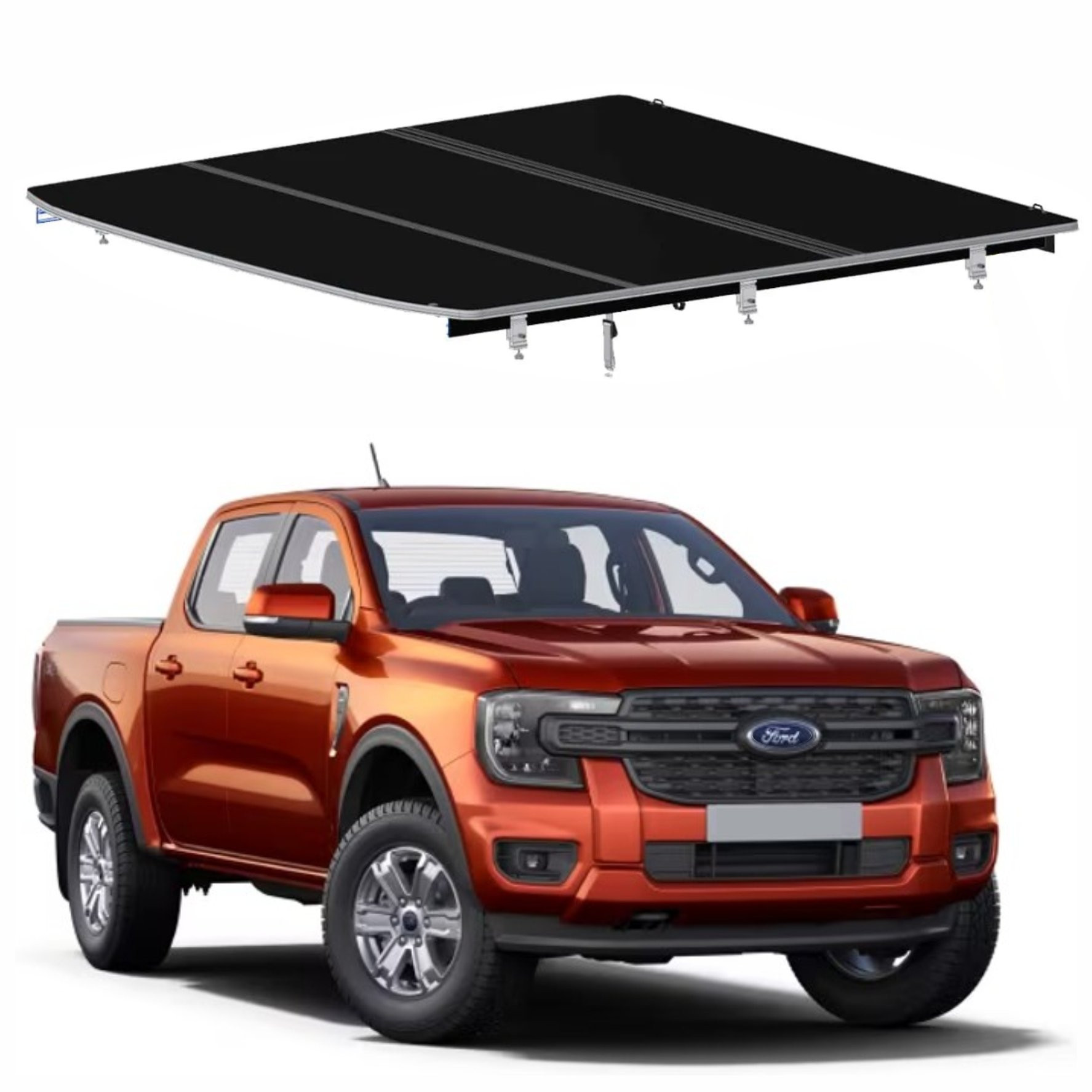 CAPOTA RIGIDA TRI FOLD FORD RANGER 3 PARTES PRETA Vo6