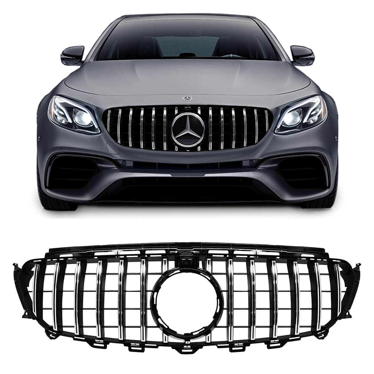GRADE MERCEDES CLASSE E W213 GTR CROMADO ENTRADA CAMERA Vo6