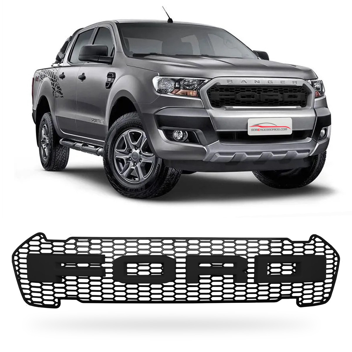 GRADE DIANTEIRO FORD RANGER RAPTOR PRETO Vo6