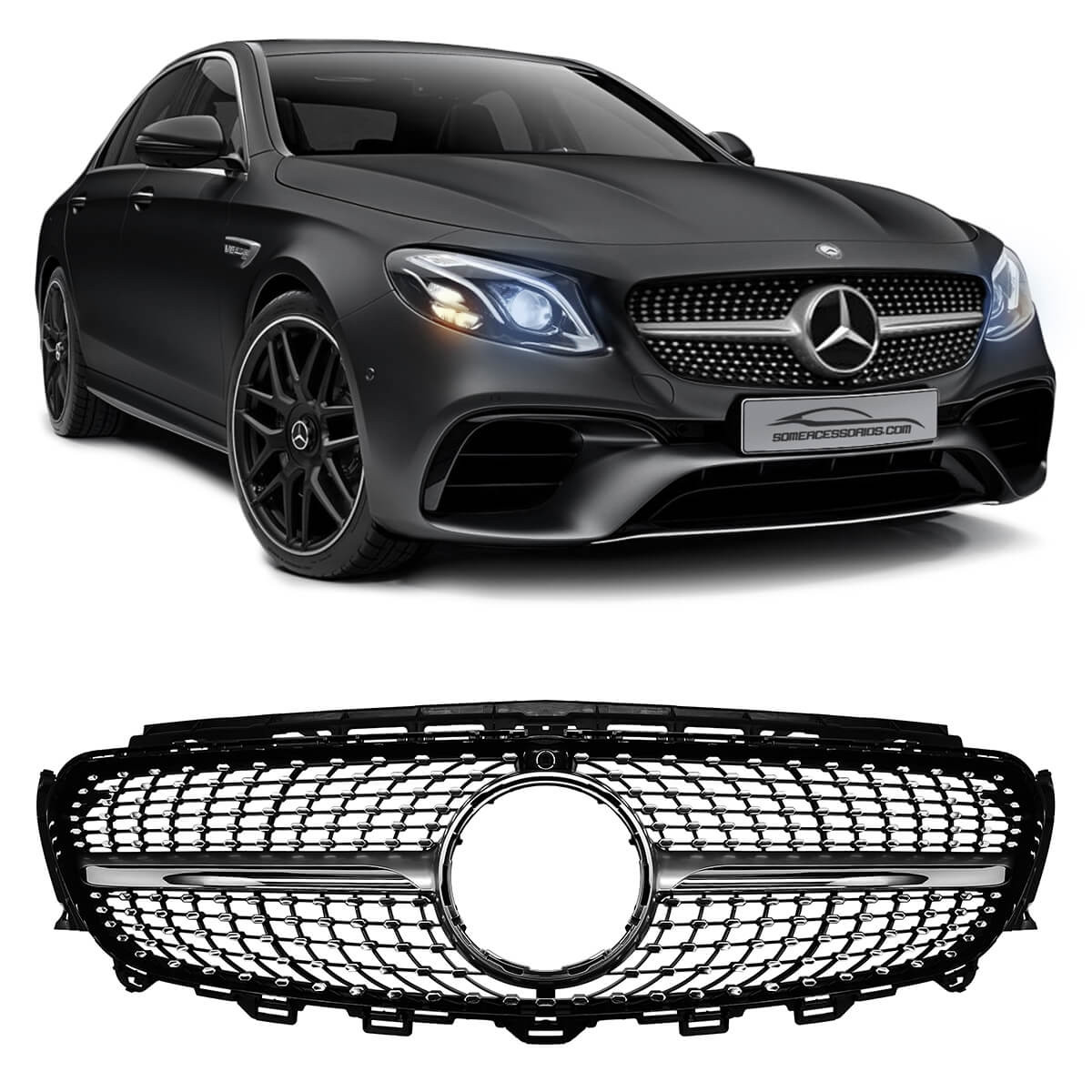 GRADE MERCEDES CLASSE E W213 DIAMOND ENTRADA CAMERA CROMADO Vo6
