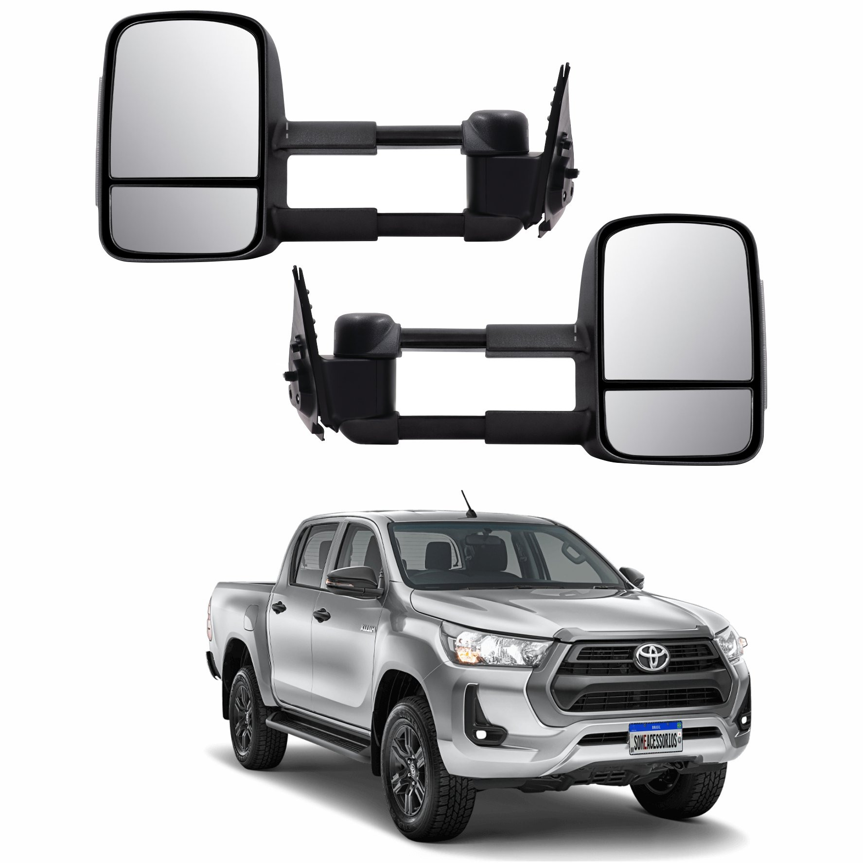 PAR RETROVISOR HILUX ELETRICO/ PISCA AMERICANO RETRATIL Vo6