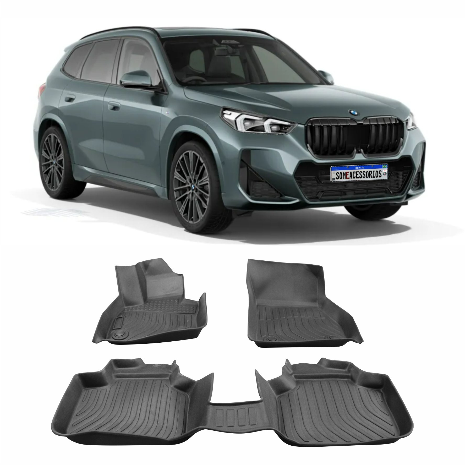 JOGO DE TAPETE INTERNO BMW X1 F48 MODELO BANDEJA EMBORRACHADO 3 PEÇAS Vo6