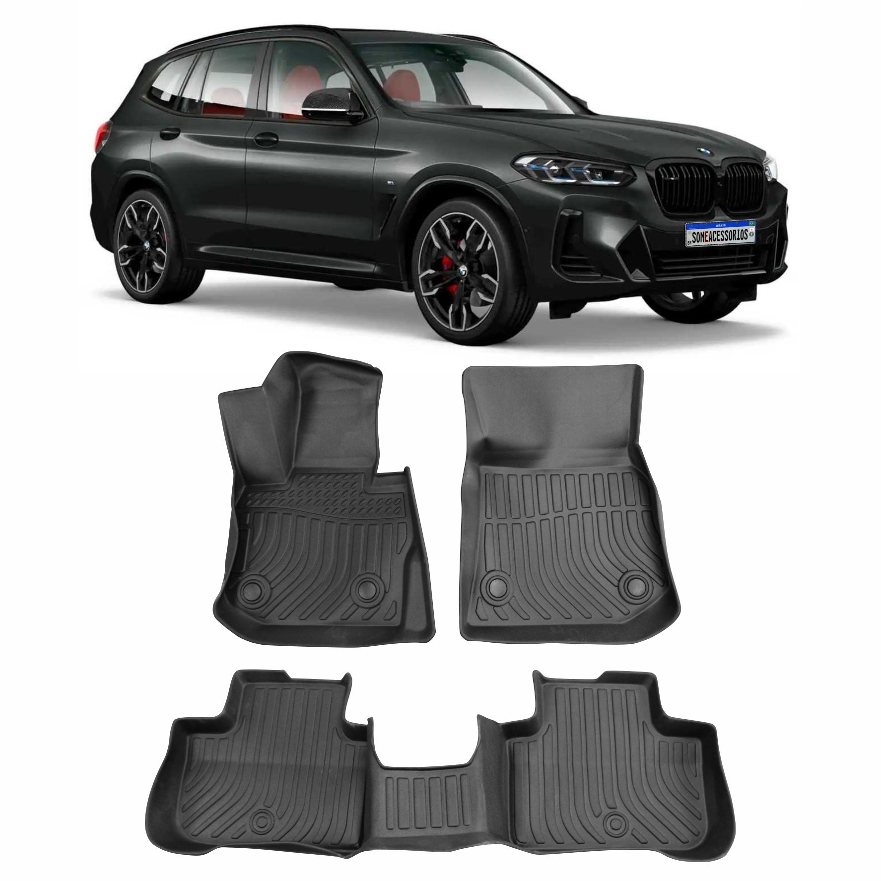 JOGO DE TAPETE INTERNO BMW X3 G01 MODELO BANDEJA EMBORRACHADO 3 PEÇAS Vo6