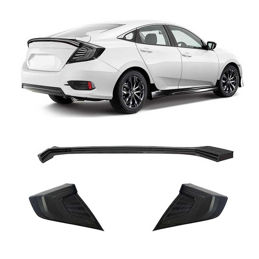 AEROFÓLIO CIVIC LED E PAR DE LANTERNAS DRL FUMÊ HONDA CIVIC G10 