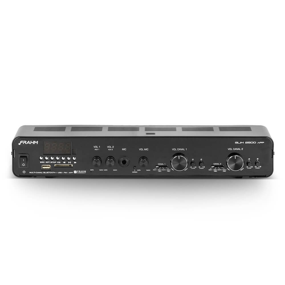 AMPLIFICADOR RECEIVER PARA SOM RESIDENCIAL OU COMERCIAL E AMBIENTE SLIM 2500 APP G2 FRAHM