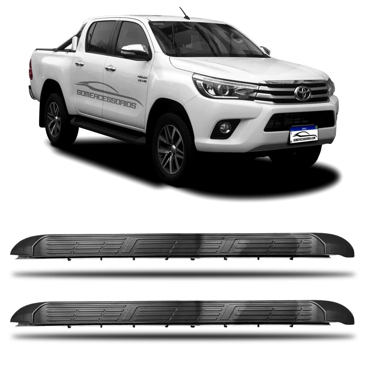 ESTRIBO LATERAL TOYOTA HILUX CABINE DUPLA PRETO Vo6 