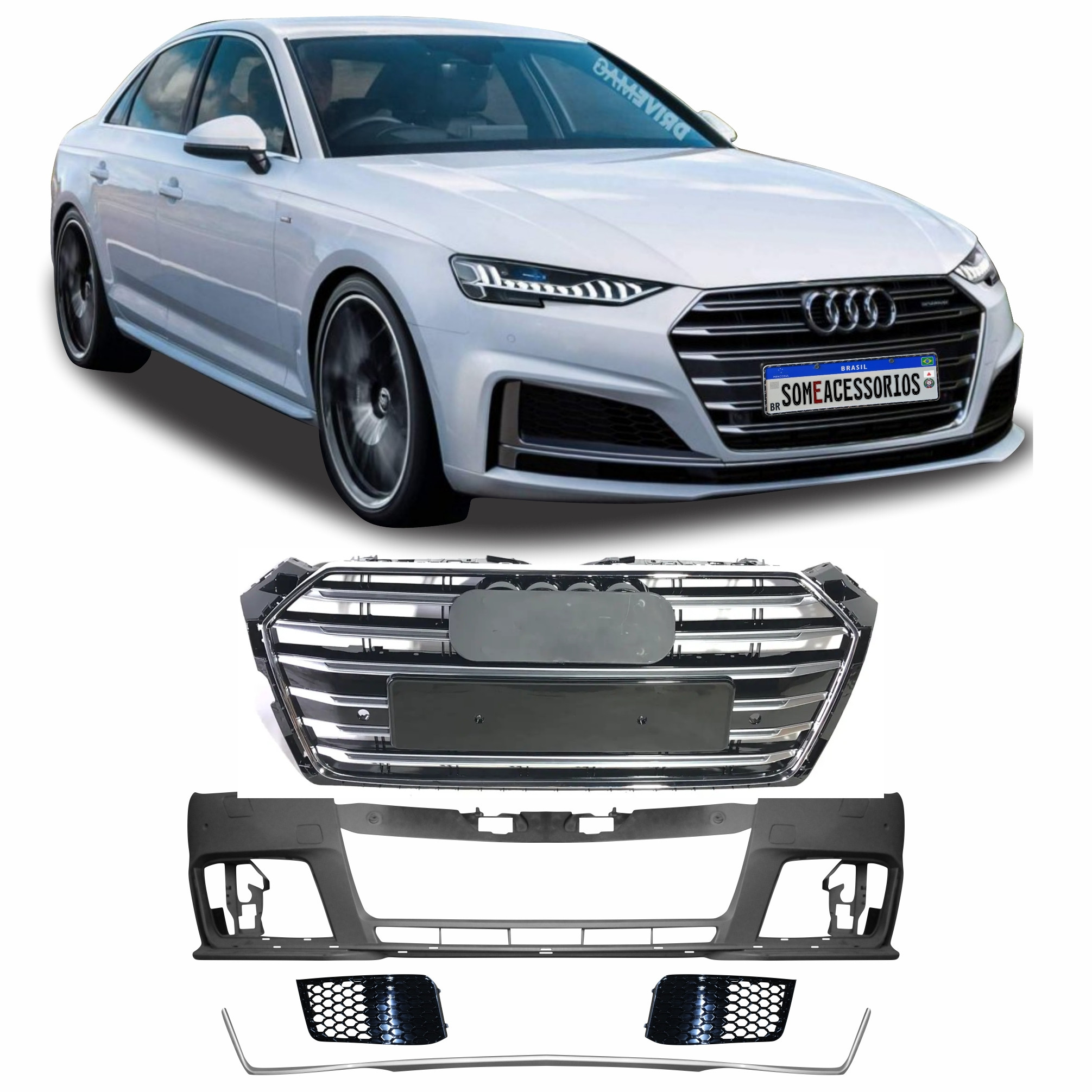 BODY KIT PARACHOQUE DIANTEIRO AUDI A4 MODELO RS4 FRONT BUMPER Vo6