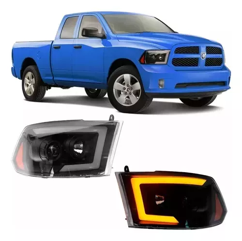 PAR FAROL PRINCIPAL DODGE RAM 1500 FULL LED SEQUENCIAL BLACK