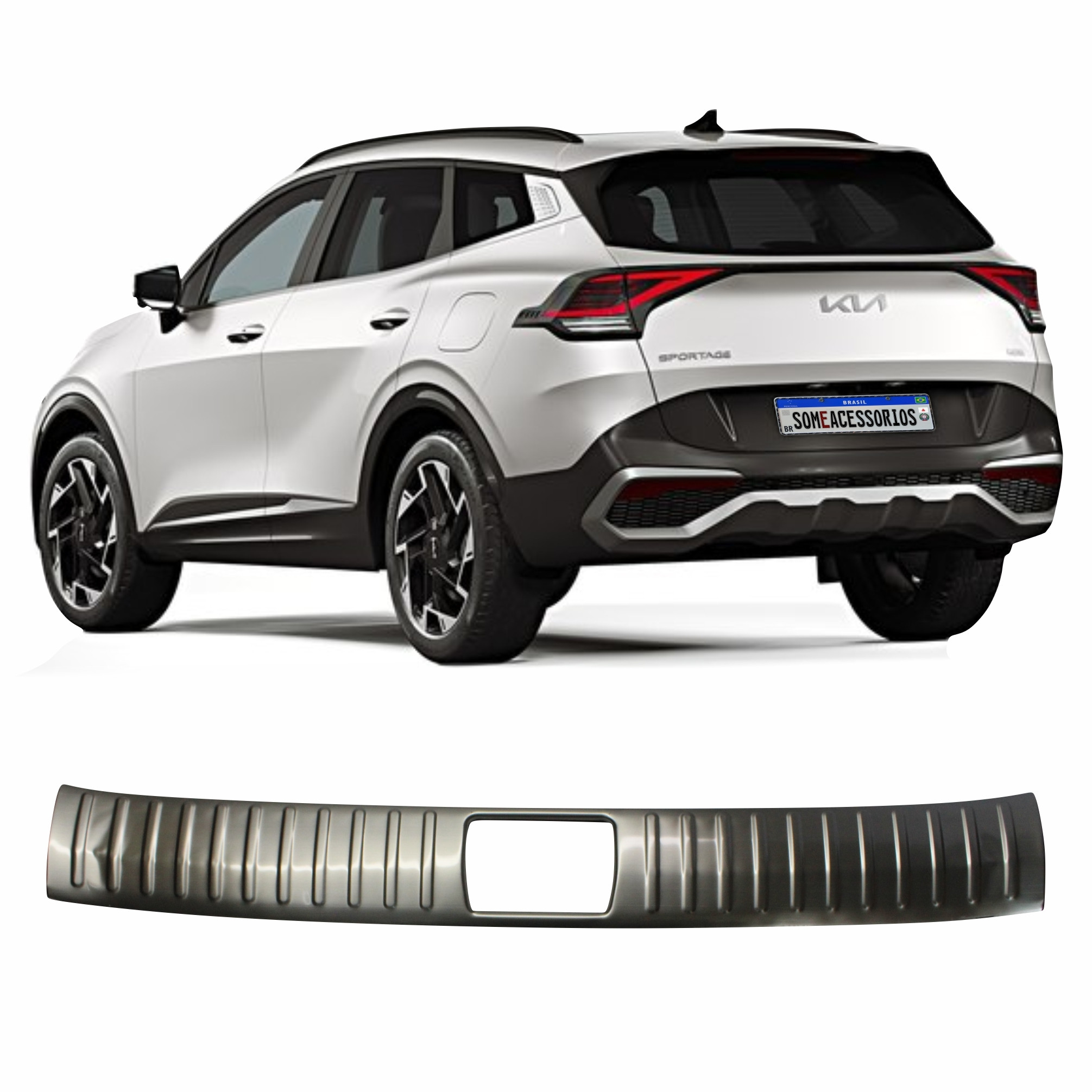 APLIQUE SPOILER PARACHOQUE TRASEIRO KIA SPORTAGE PRATA Vo6