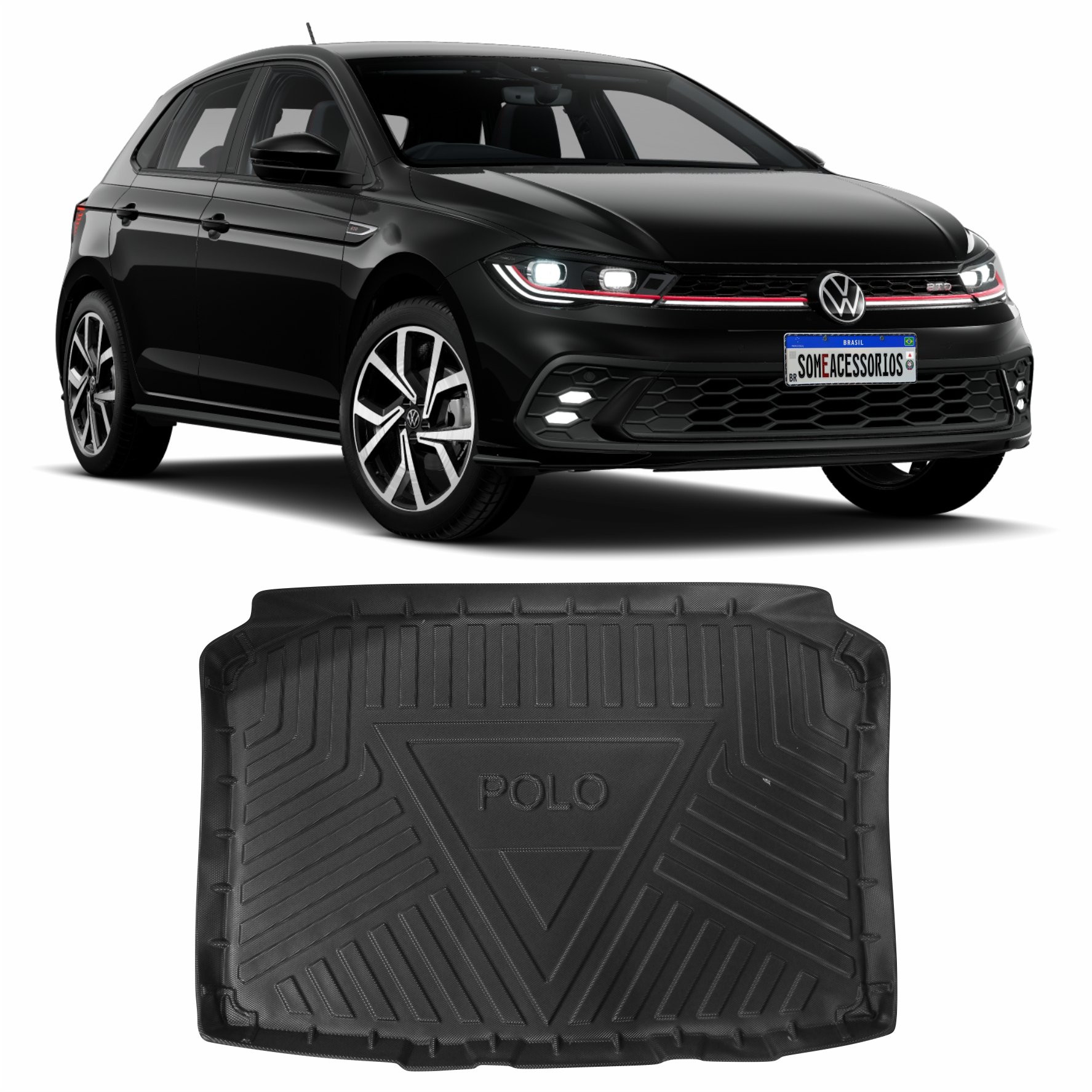 TAPETE PORTA MALAS VOLKSWAGEN POLO HATH MODELO BANDEJA EMBORRACHADO Vo6