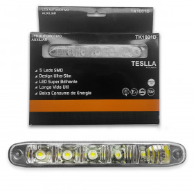 FAROL AUXILIAR 5 LEDS SMD SUPER BRANCO 12V TESLLA TK1001D