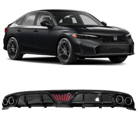 DIFUSOR TRASEIRO HONDA CIVIC COM LUZ DE FREIO INTEGRADA PRETO Vo6