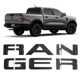APLIQUE EMBLEMA TRASEIRO FORD RANGER FIBRA DE CARBONO Vo6