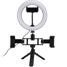 KIT ILUMINADOR RING LIGHT LED ANEL ARO LUZ 10"